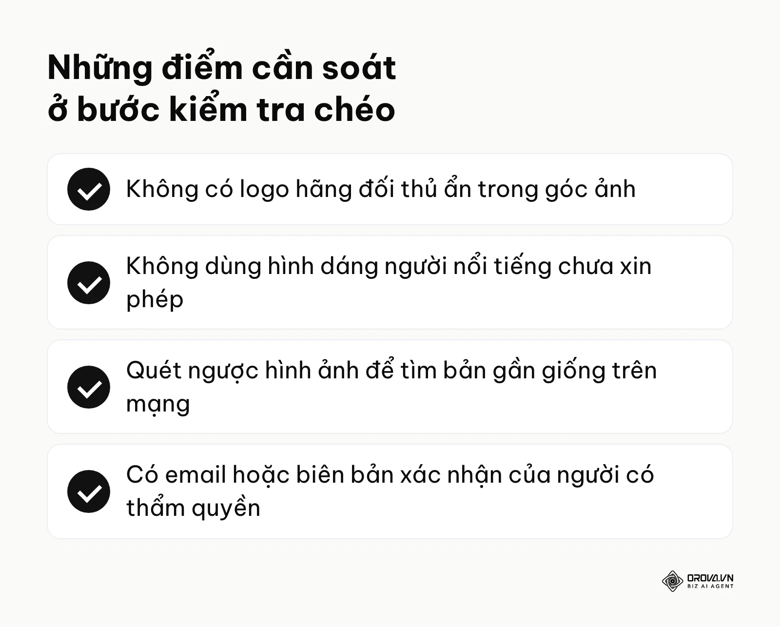 Danh sách điểm cần soát khi kiểm tra chéo pháp lý nội dung có AI tham gia