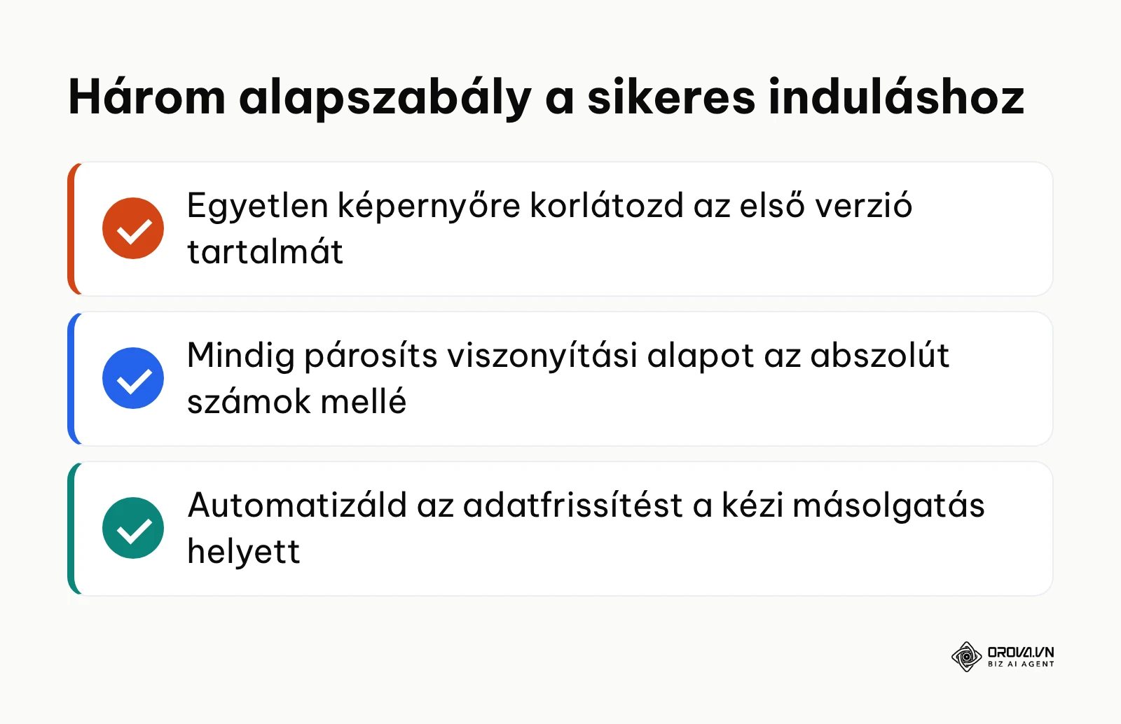 Összefoglaló ellenőrzőlista a hatékony induláshoz