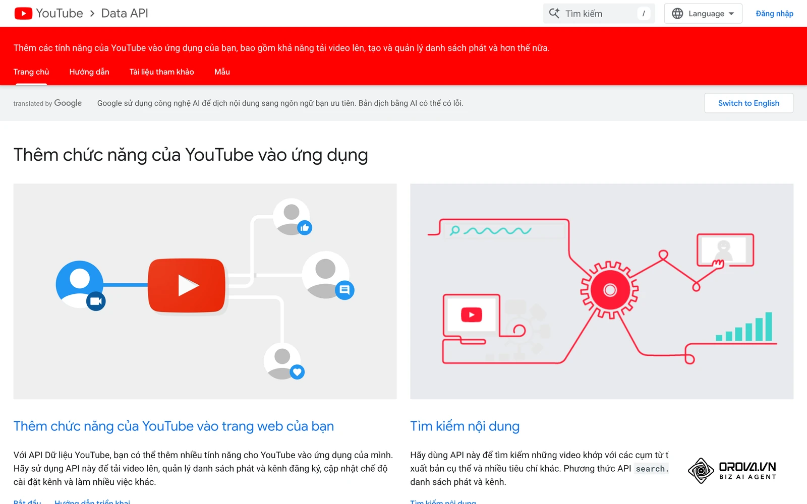 Tài liệu chính thức YouTube Data API, nơi mô tả dữ liệu video như tiêu đề, mô tả, thẻ.