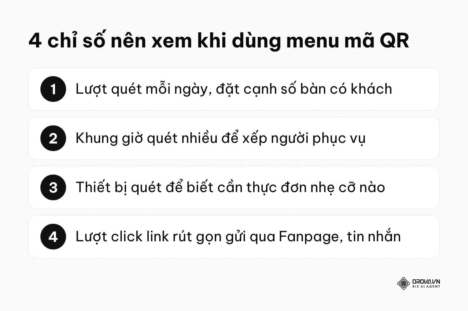 Danh sách 4 chỉ số chủ quán nên xem khi dùng menu quét mã QR