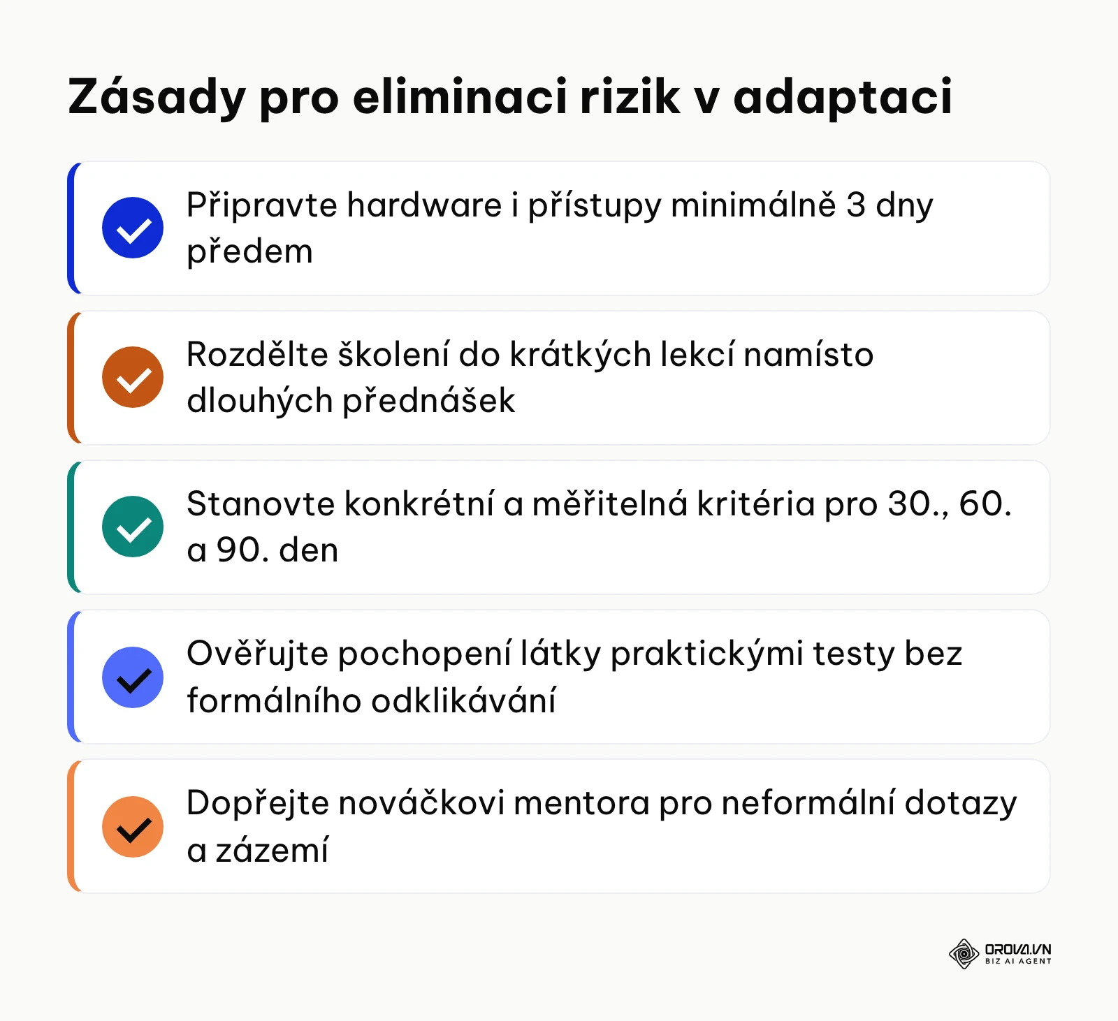 Souhrn klíčových doporučení pro předcházení chybám při onboardingu