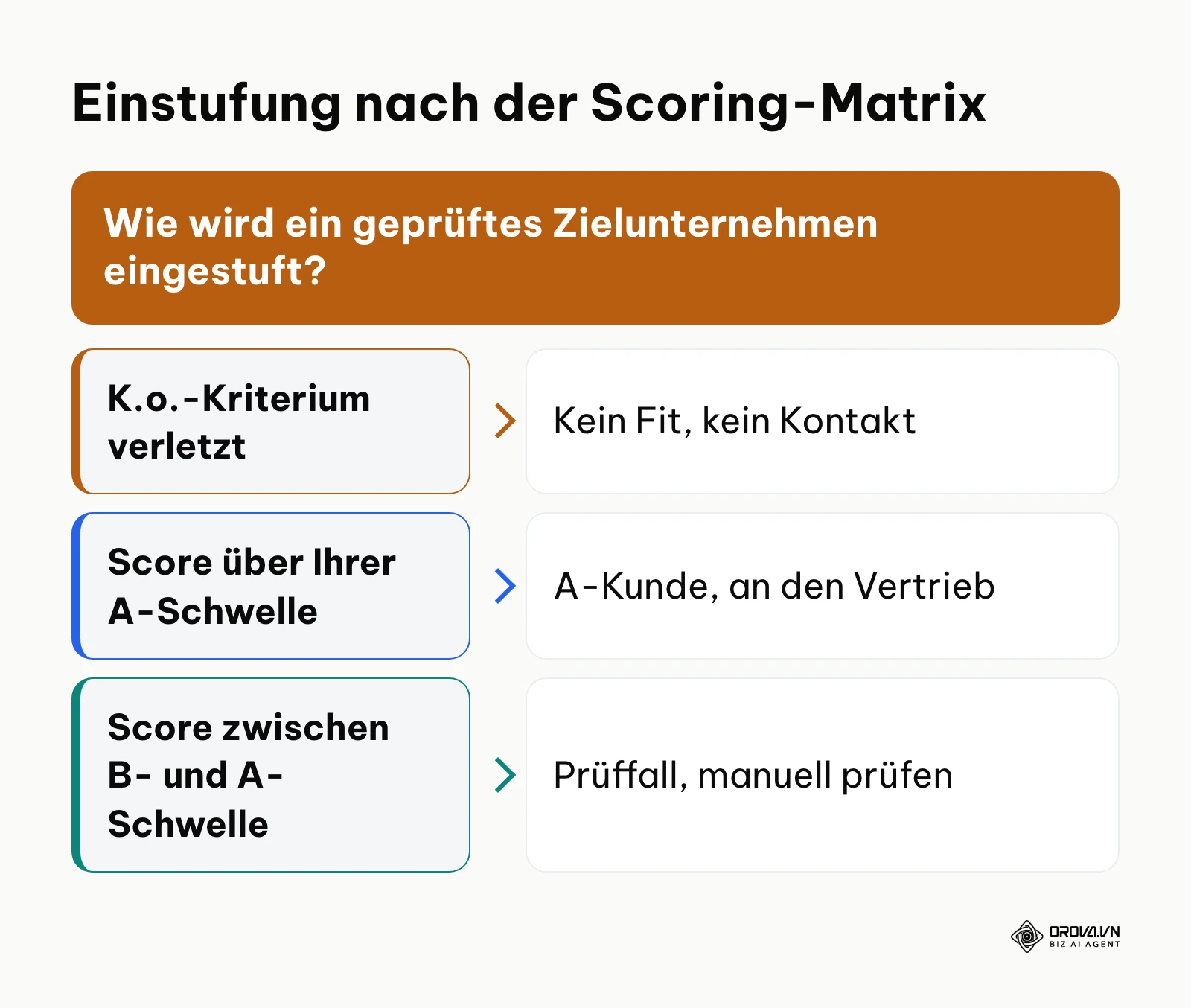 Entscheidungsrahmen zur Einstufung von Zielunternehmen nach K.o.-Kriterien und selbst gesetzten Schwellen