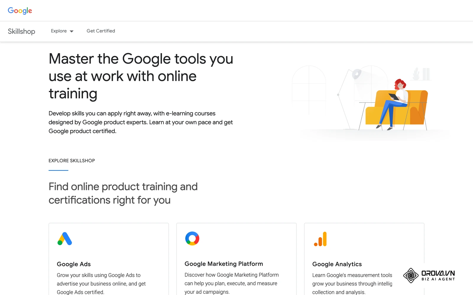 Google Skillshop 官方學習平台首頁,Google Ads 學程與認證測驗皆免費。