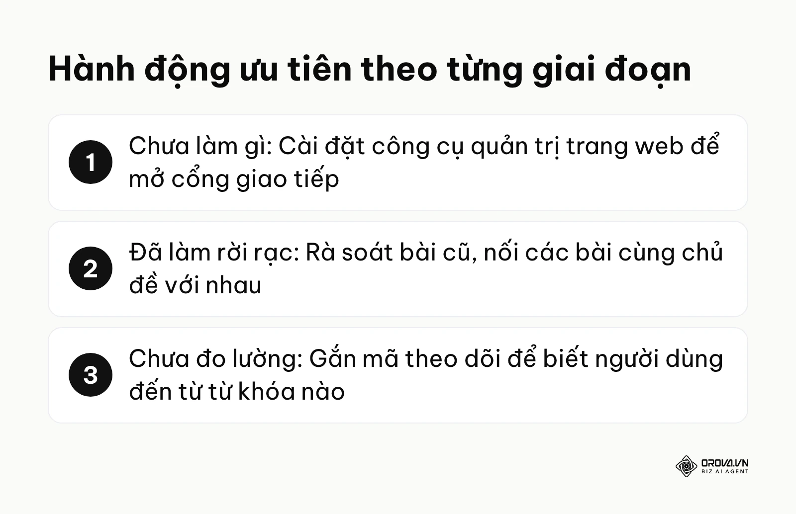 Các bước bắt đầu tối ưu hóa dựa trên 3 tình trạng thực tế của website