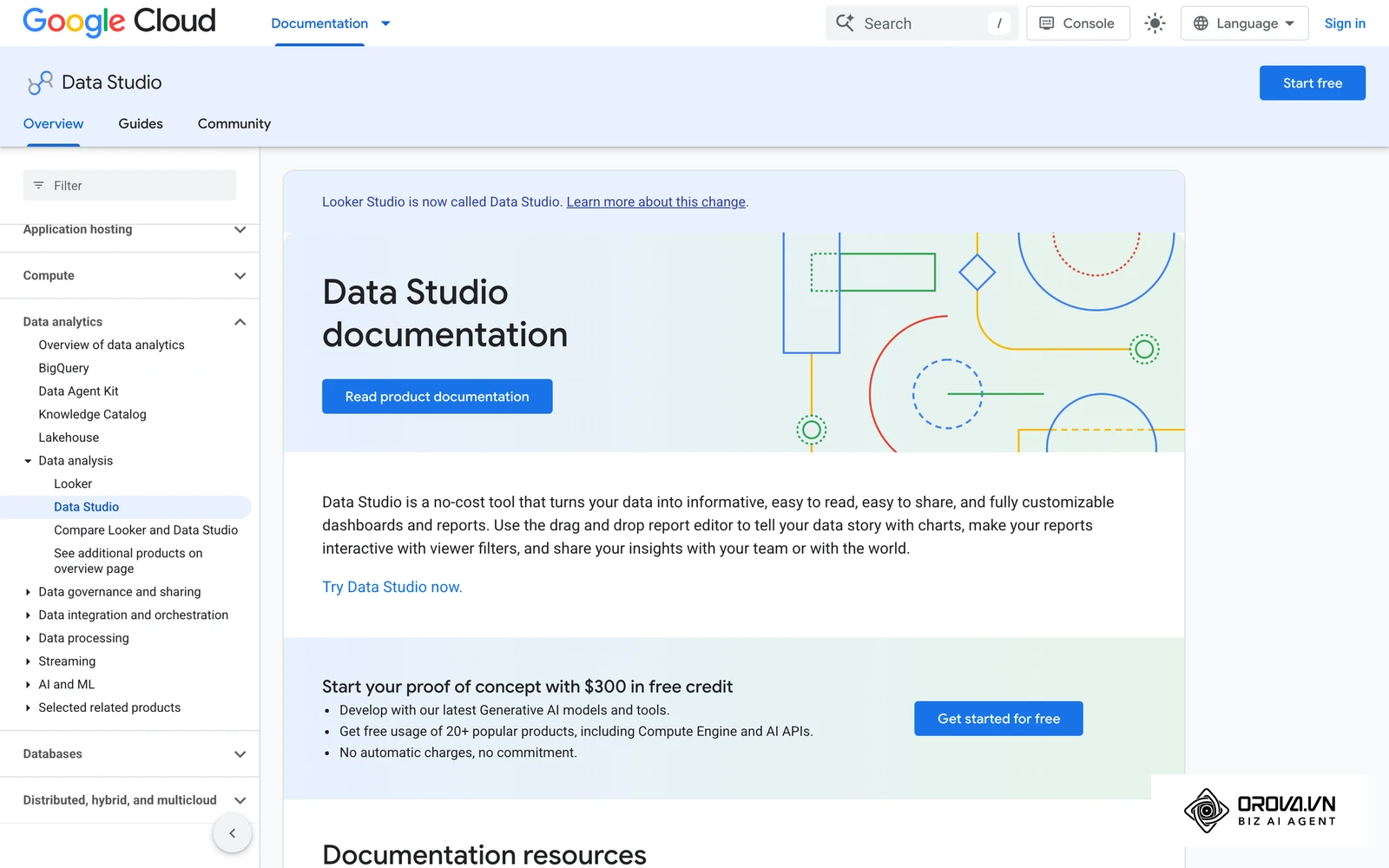 Google Data Studio (formerly Looker Studio) documentation, a self-paced resource for new report builders.