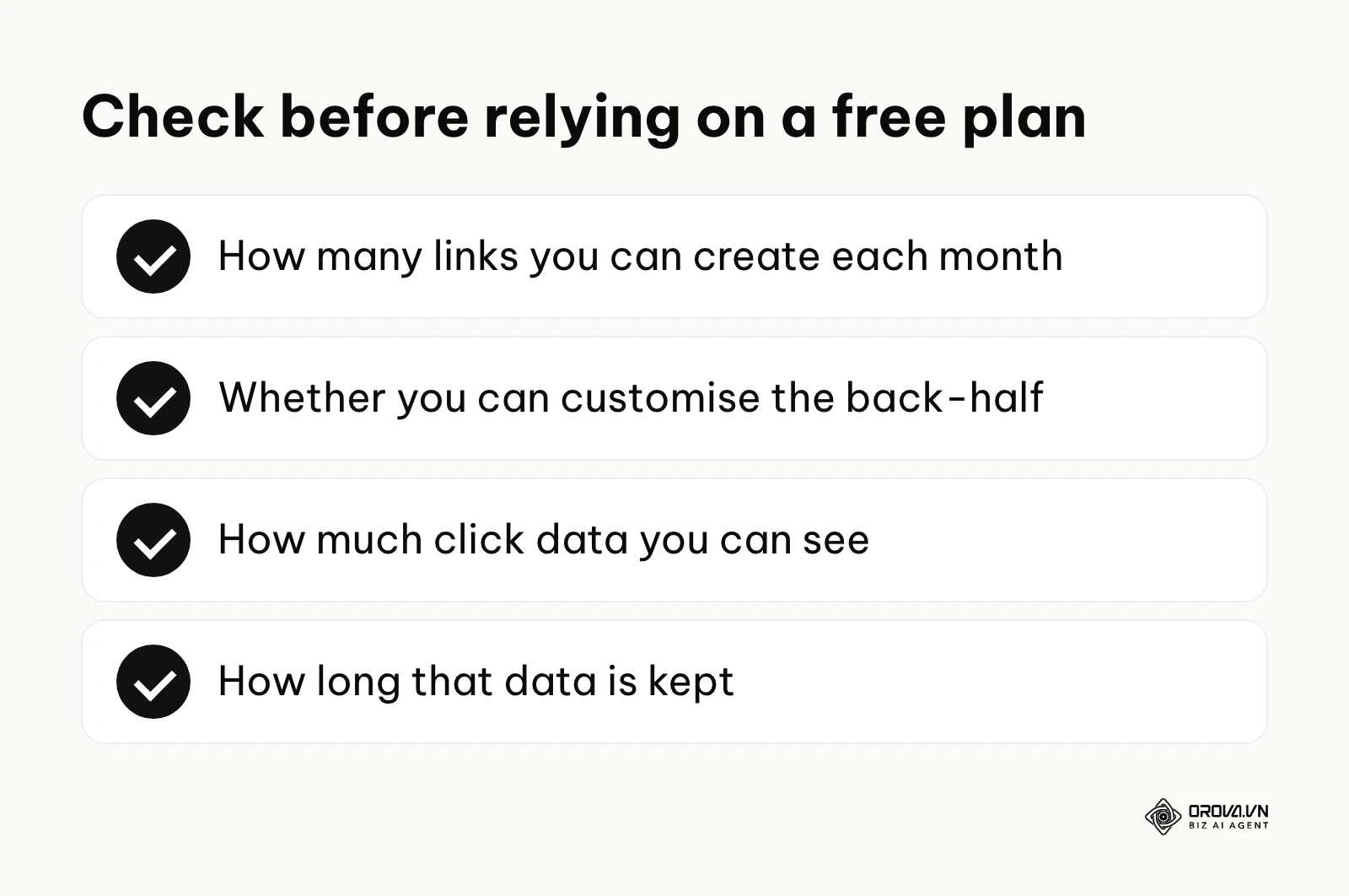 Checklist of free plan details to verify