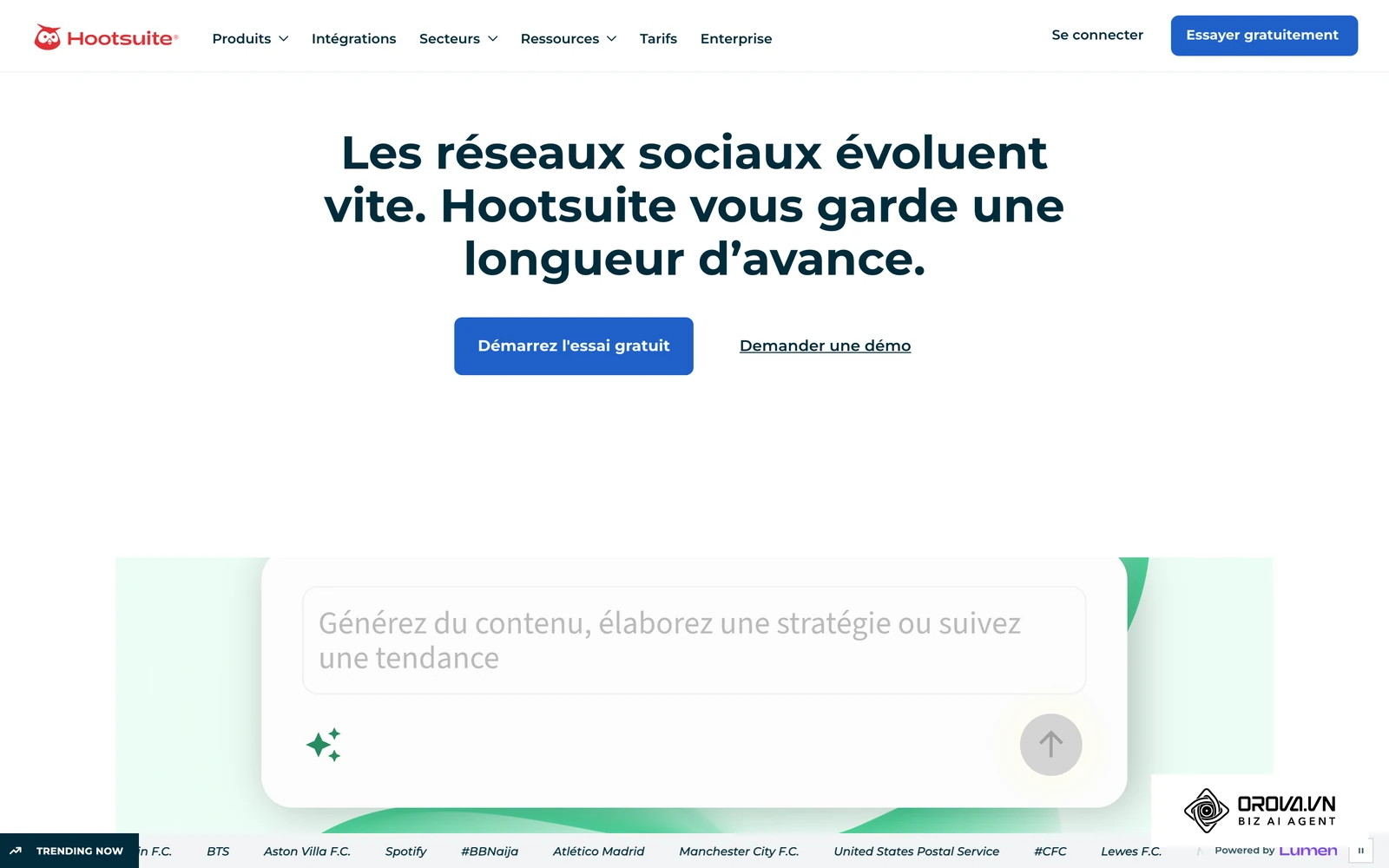 Hootsuite, plateforme tierce de gestion et de programmation des réseaux sociaux.