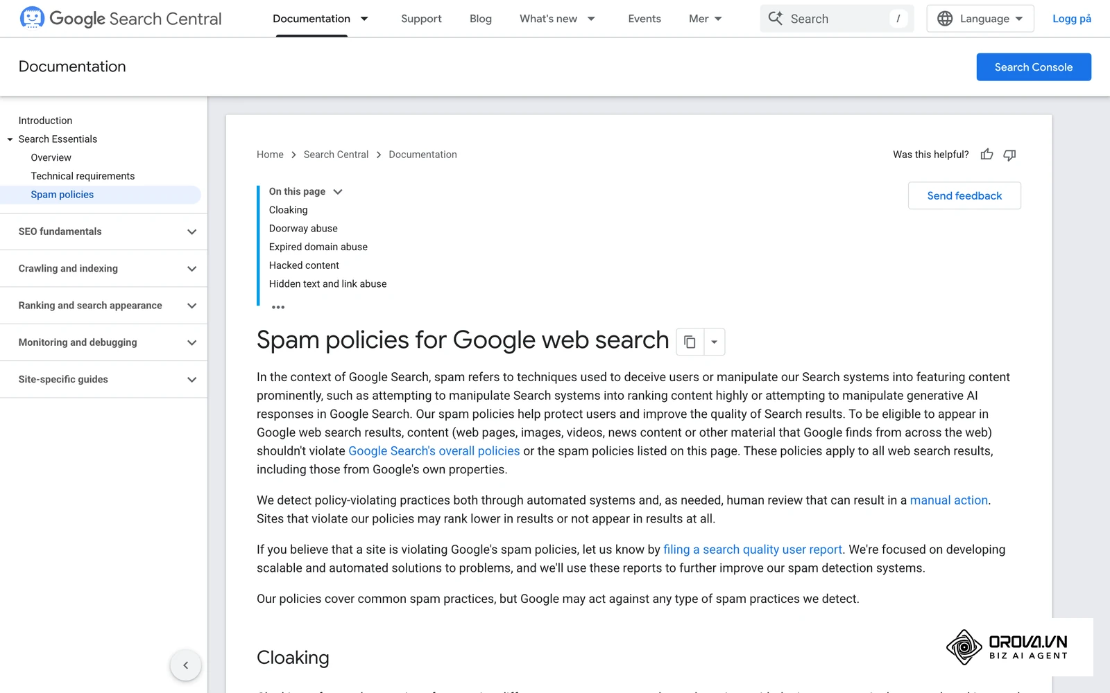 Googles retningslinjer mot nettsøppel (spam policies), blant annet om kjøpte lenker og lenkeordninger.