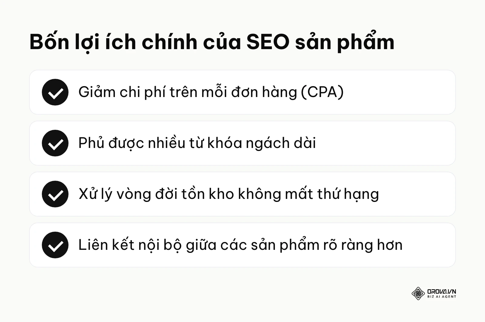 Danh sách bốn lợi ích chính của SEO sản phẩm