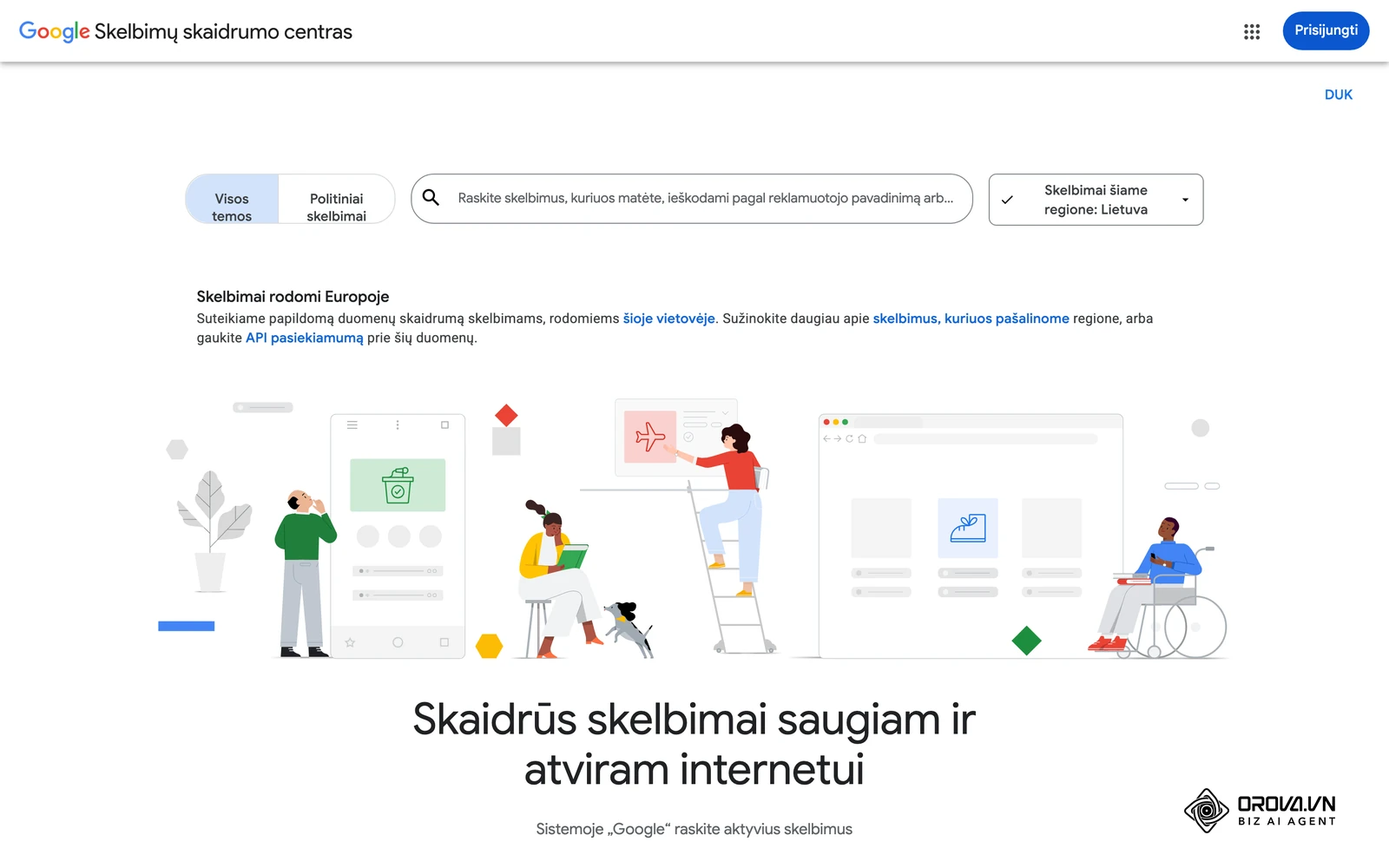 „Google Ads Transparency Center“: viešas įrankis, kuriame matomi realūs „Google“ skelbimai.