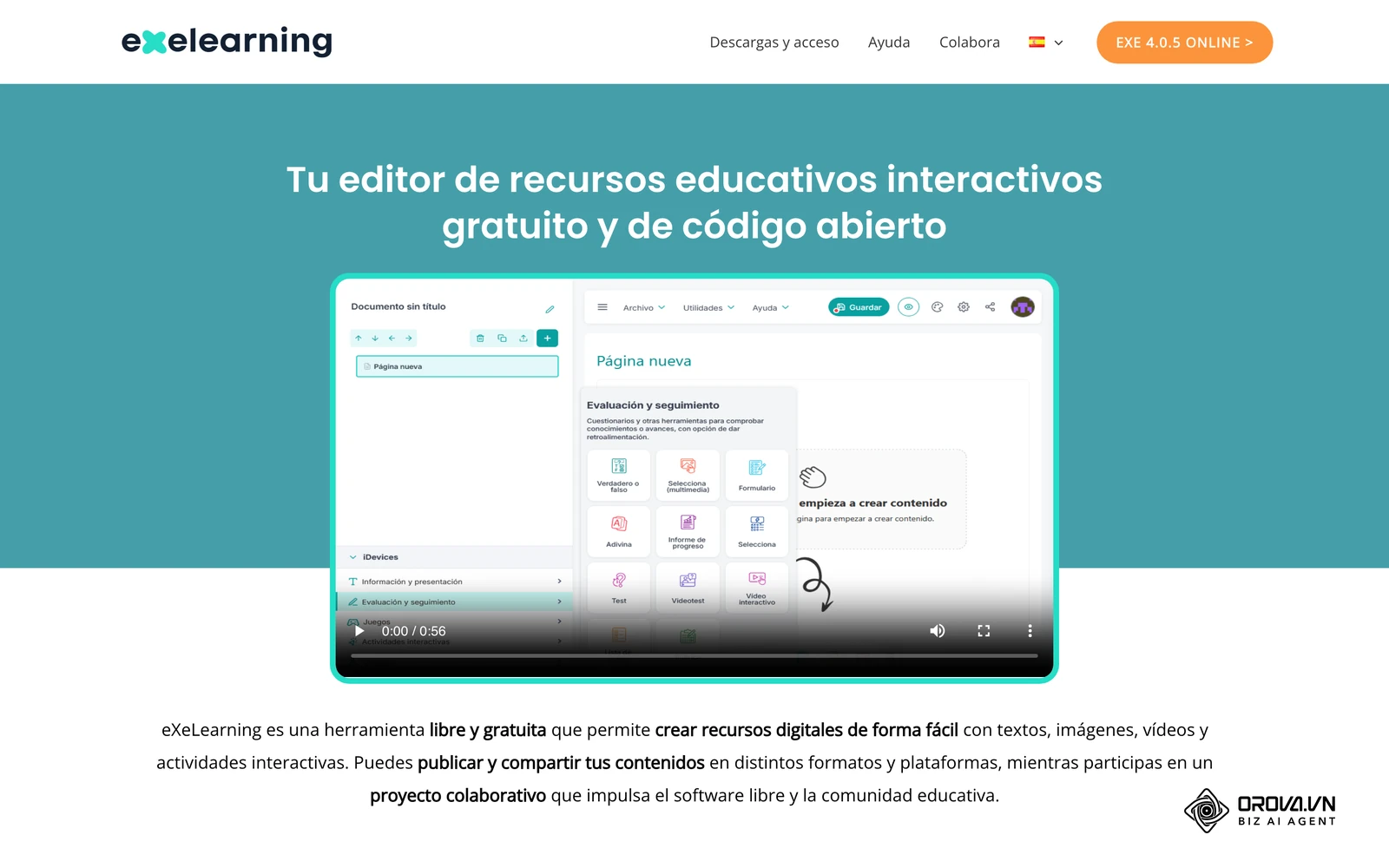Página oficial de eXeLearning, la herramienta libre usada en el tutorial.