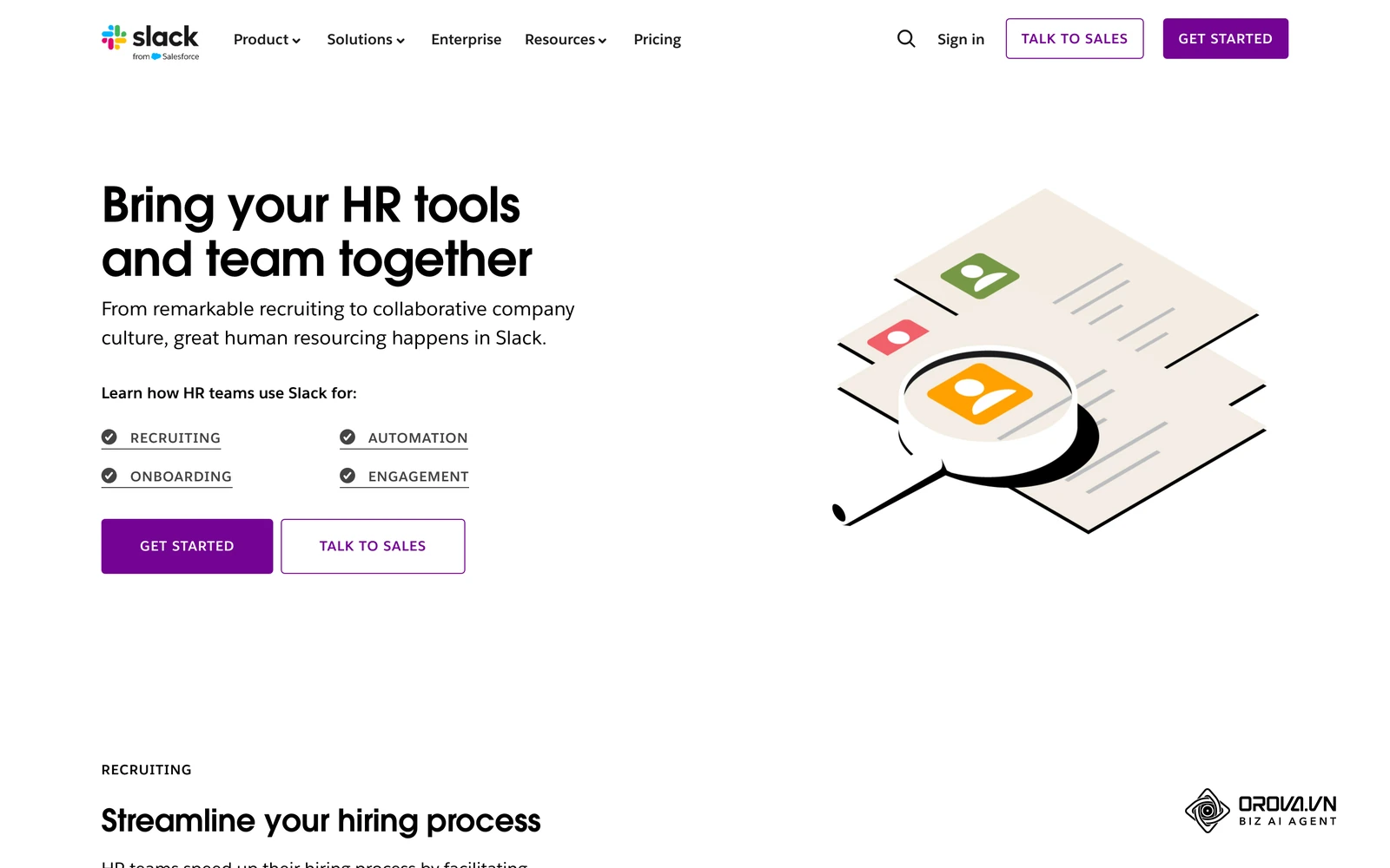 ទំព័រដំណោះស្រាយ HR របស់ Slack សម្រាប់ការទំនាក់ទំនងជាមួយក្រុមដែលធ្វើការពីចម្ងាយ។