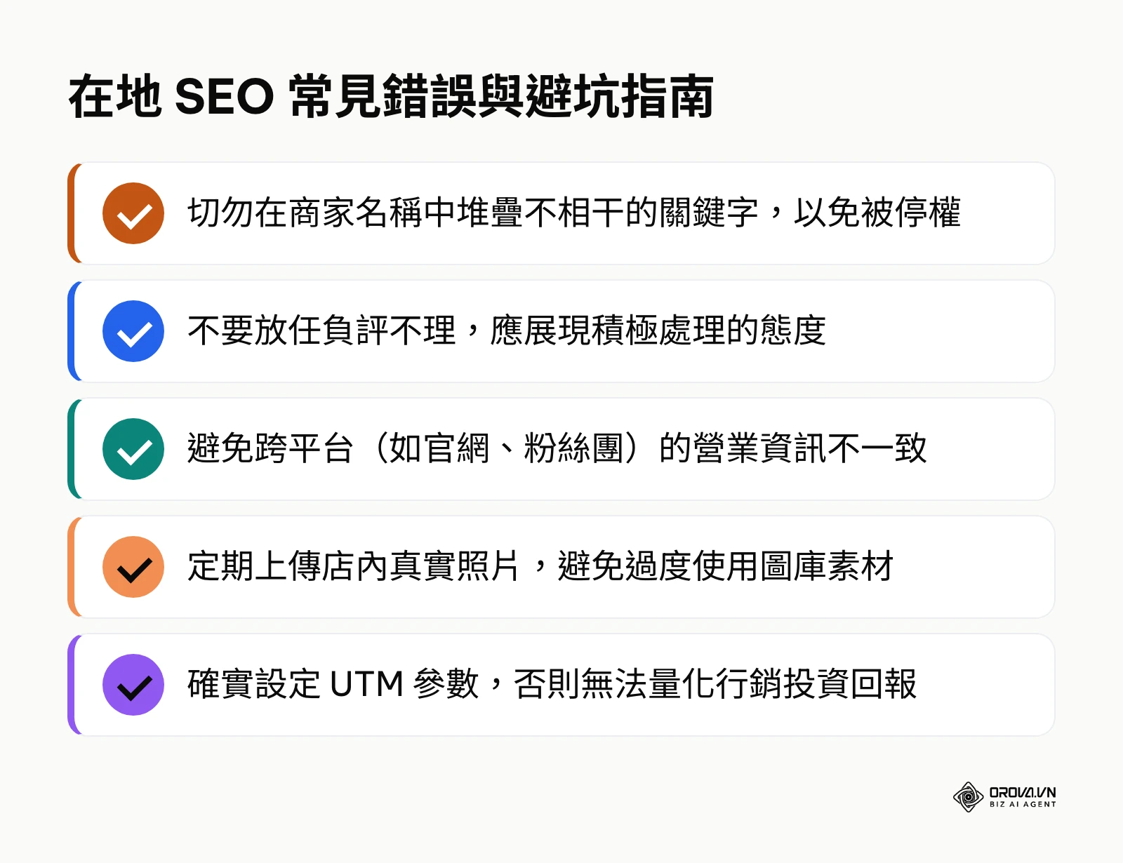 列出經營商家檔案時最常犯的五個錯誤及其解決方向