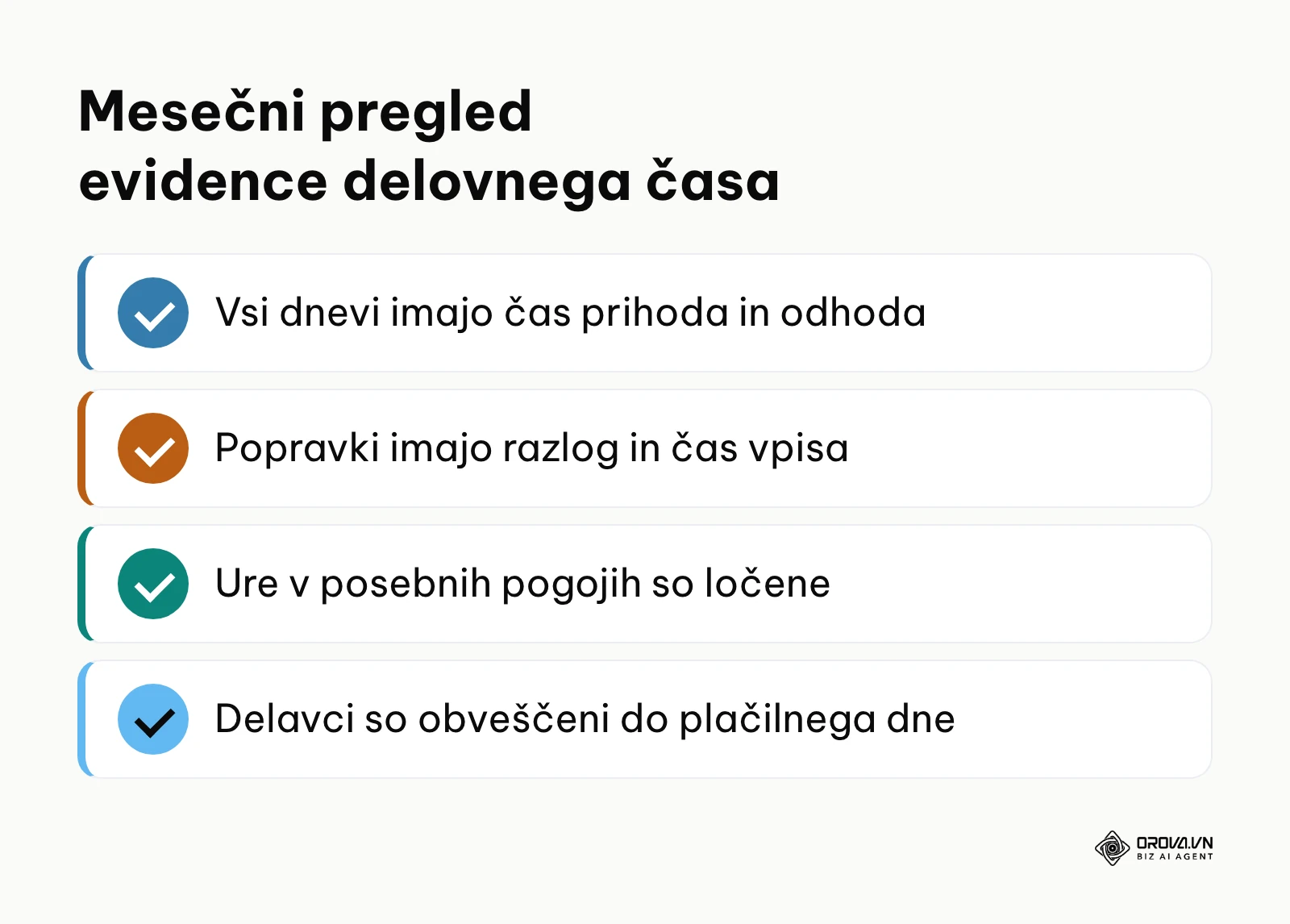 Kontrolni seznam za mesečni pregled evidence delovnega časa