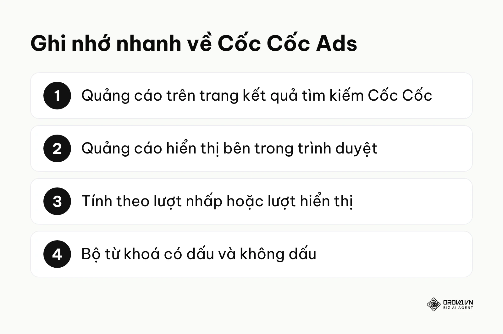 Các vị trí, cách tính phí và lưu ý từ khoá của Cốc Cốc Ads