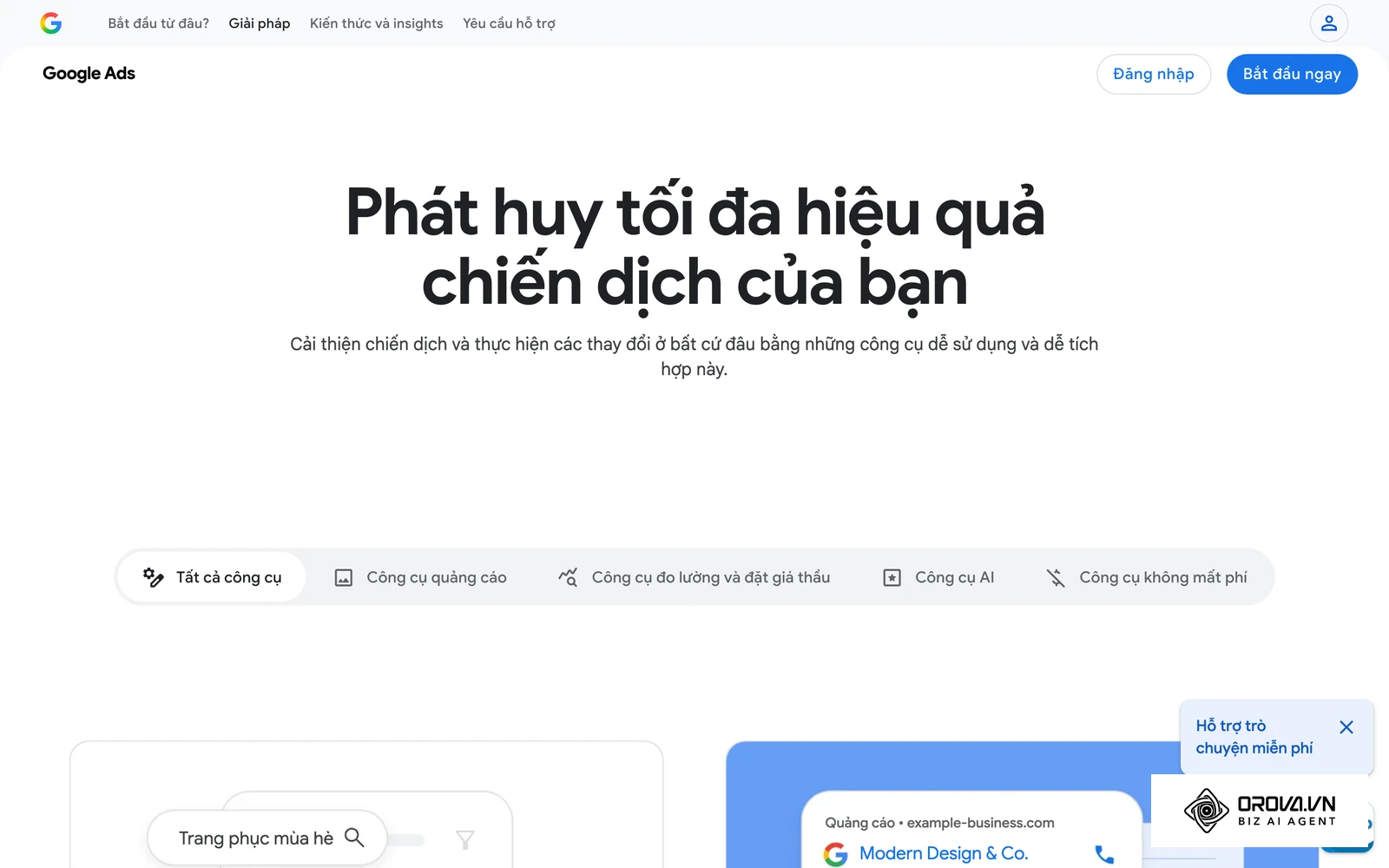Trang tổng hợp công cụ đo lường và tối ưu của Google Ads.