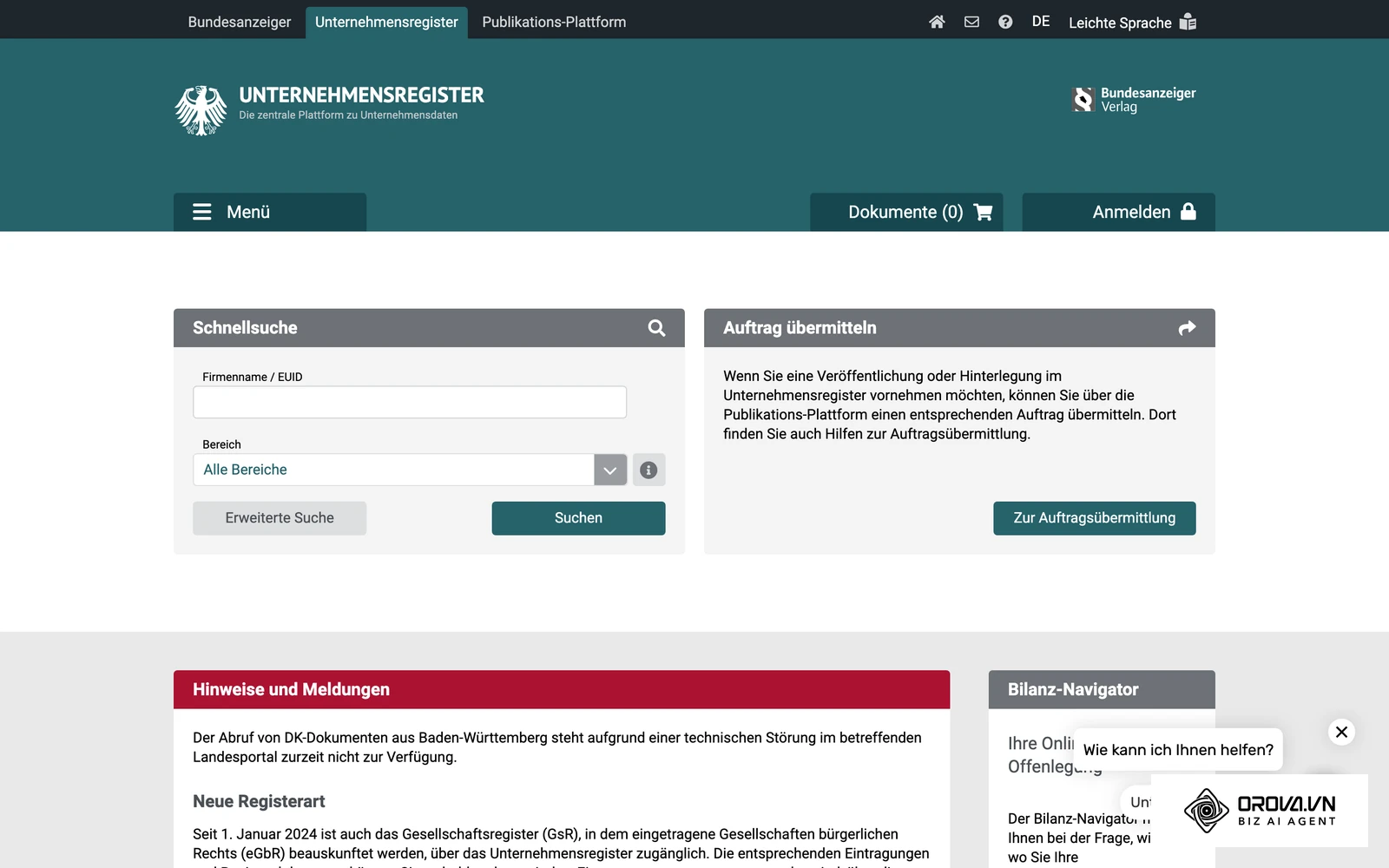 Das amtliche Unternehmensregister (unternehmensregister.de): Hier finden Sie Registerbekanntmachungen und Jahresabschlüsse, um Firma, Rechtsform und Vertretungsberechtigte zu prüfen.