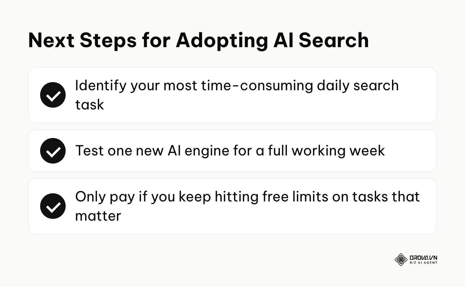 Summary checklist for starting with AI search engines