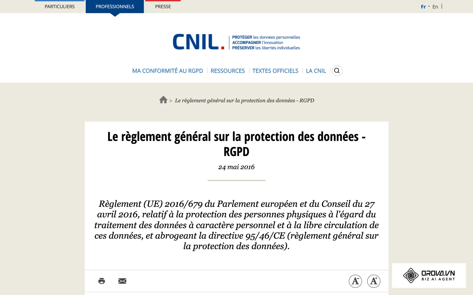 La CNIL publie le texte du RGPD et ses recommandations, à consulter avant de choisir un hébergeur.