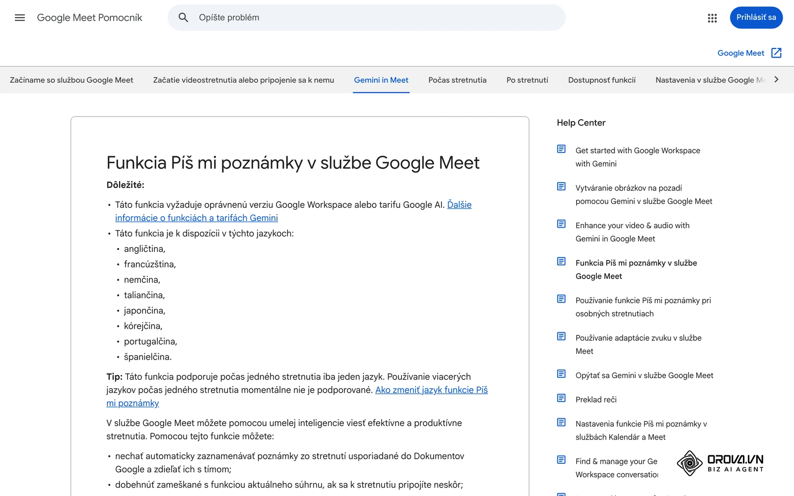Oficiálny pomocník Google Meet k funkcii „Píš mi poznámky“, ktorá z porady pripraví poznámky v Google Docs.
