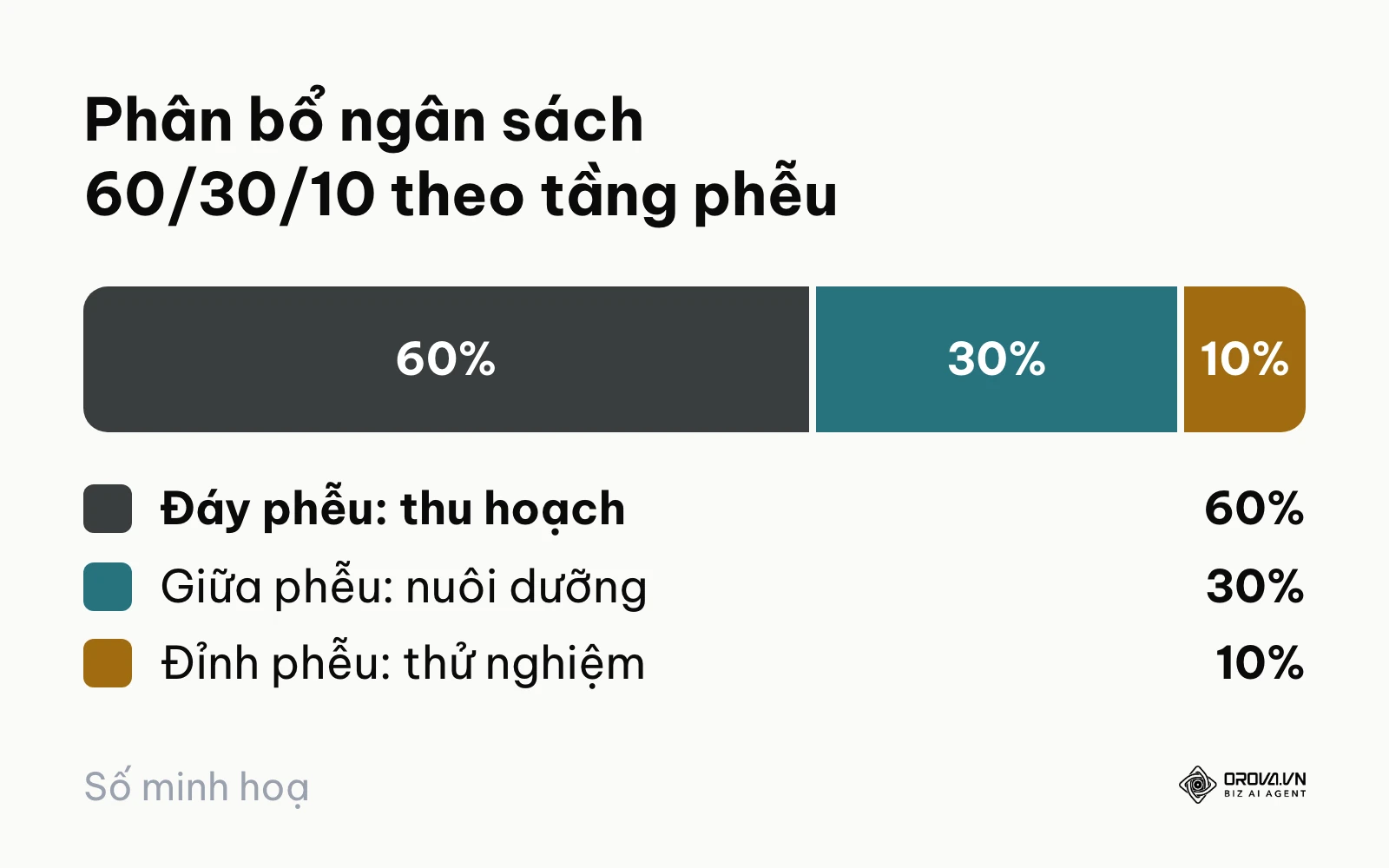 Tỷ lệ phân bổ ngân sách 60/30/10 giữa đáy, giữa và đỉnh phễu chuyển đổi