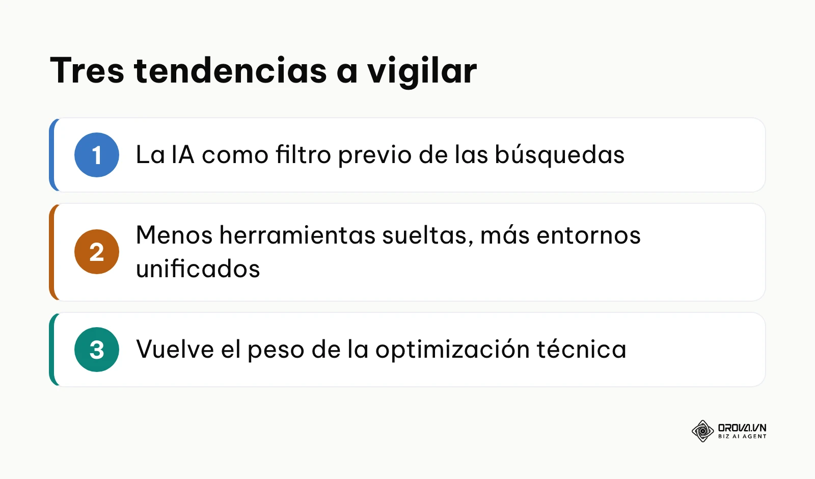 Resumen de las tres tendencias del posicionamiento orgánico comentadas por el autor.