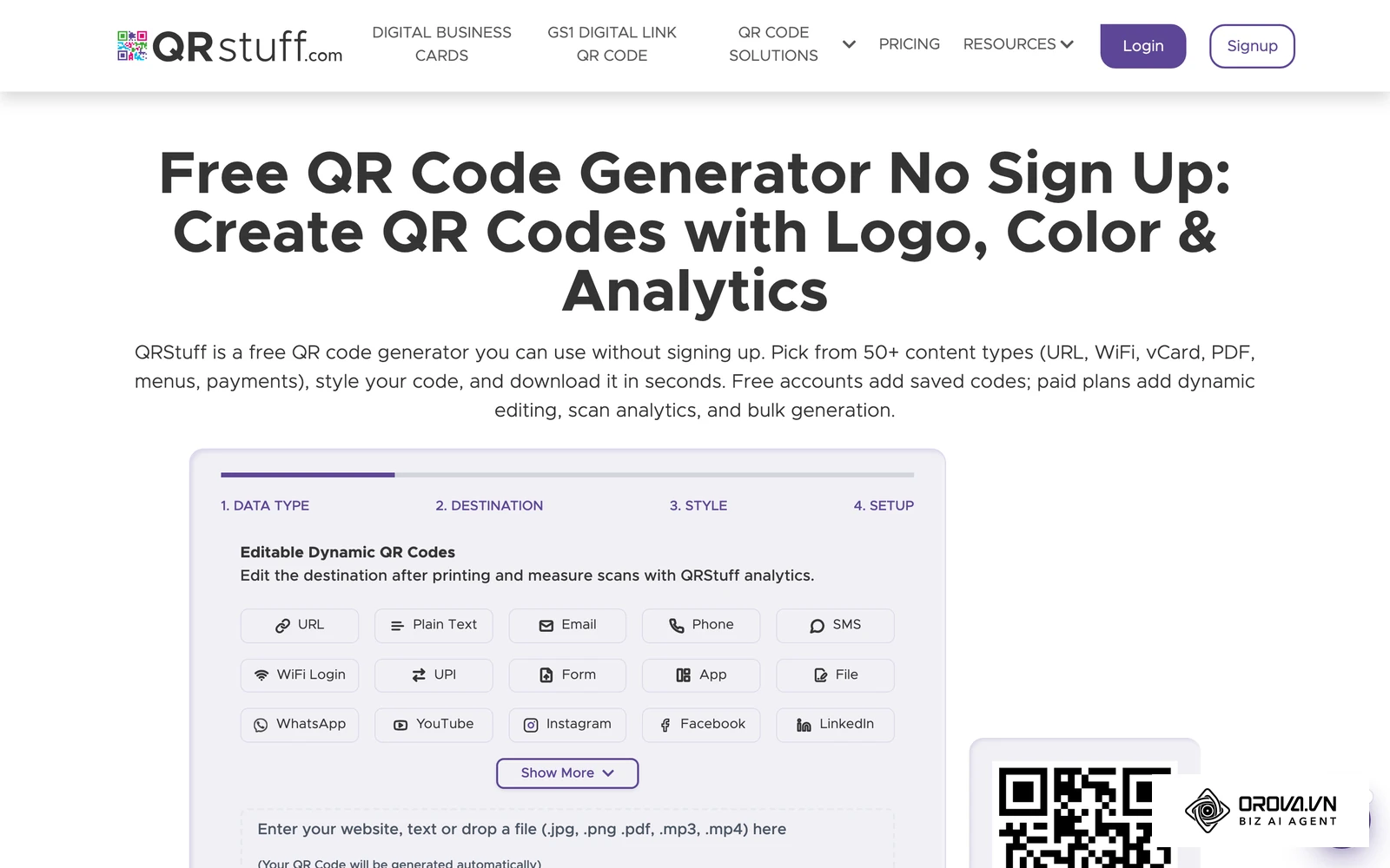 The platform offers a vast array of data types, from standard URLs to specific social media profile links.