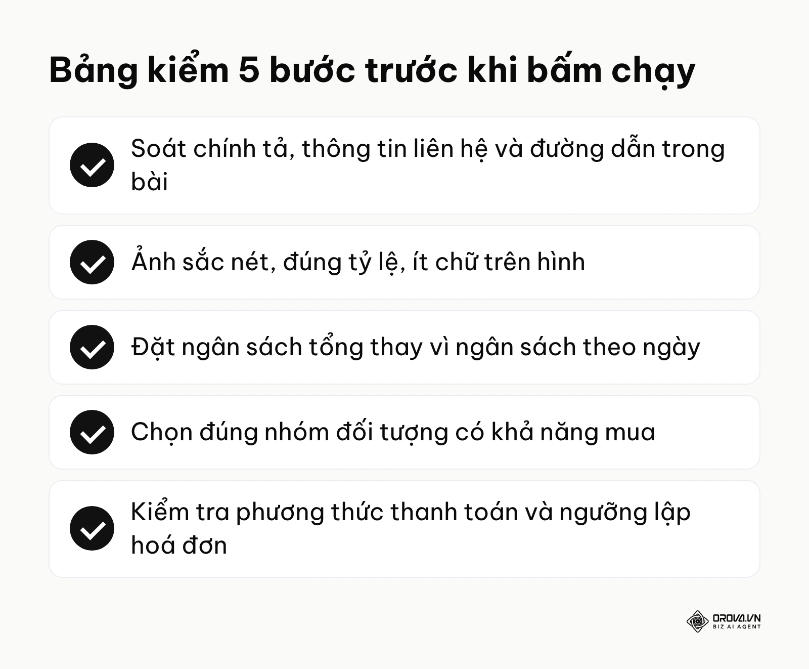 Danh sách kiểm tra 5 bước cần thực hiện trước khi chi tiền cho việc quảng cáo bài viết trực tiếp