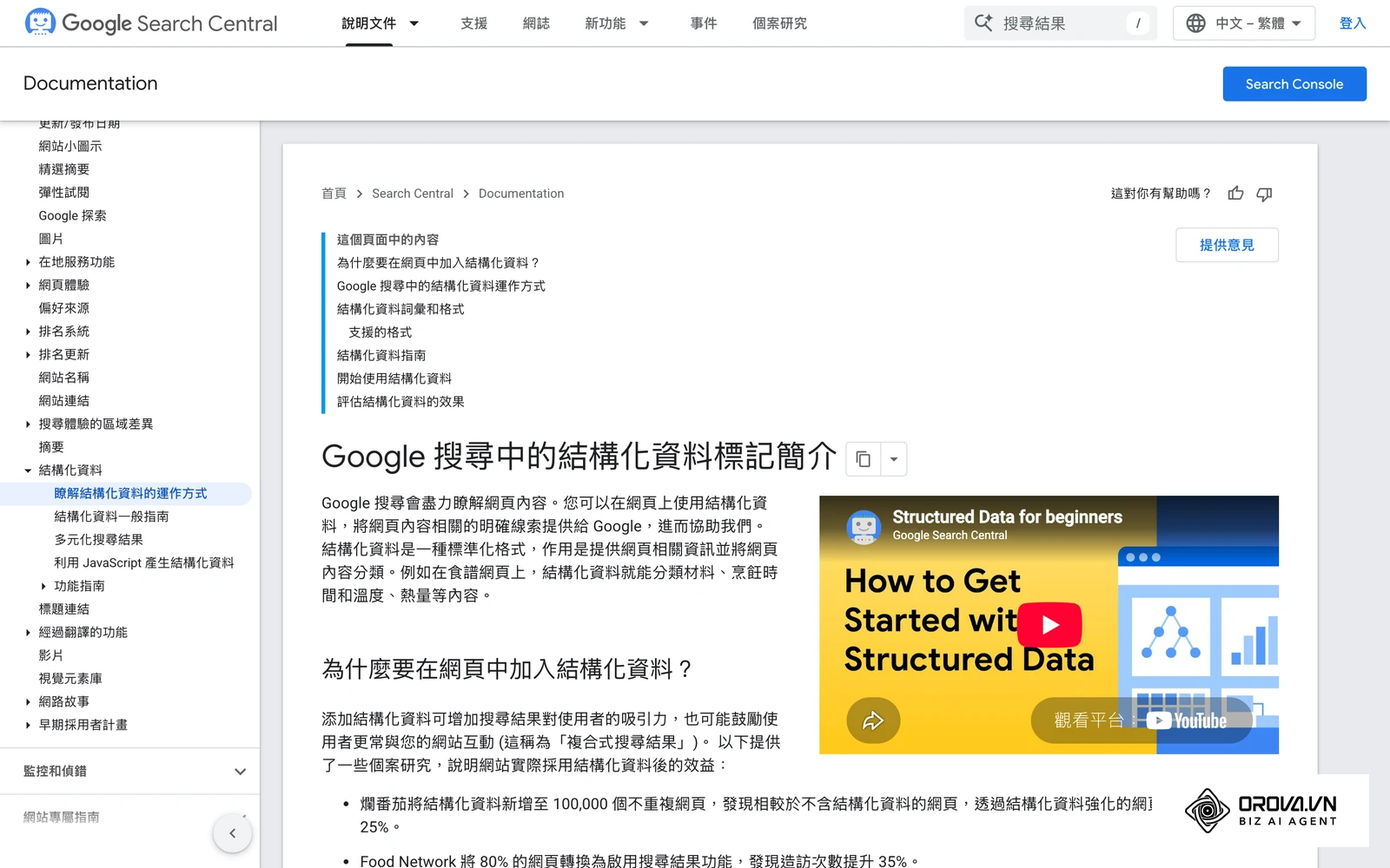 Google 官方的結構化資料入門說明,介紹搜尋引擎如何透過標記理解頁面內容。