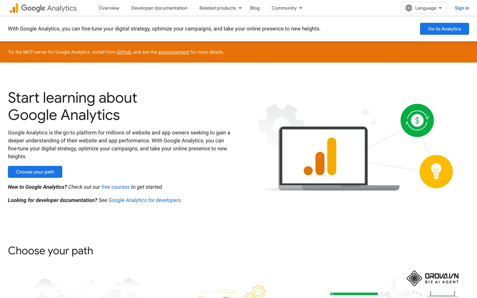 Google's official Google Analytics learning hub, where measurement setup such as segmenting visits by traffic source begins.