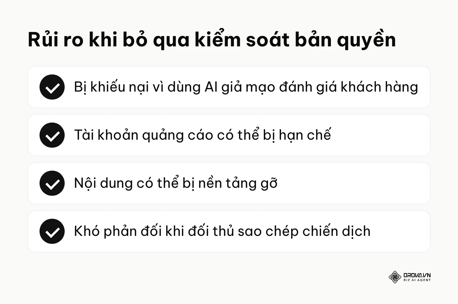Các rủi ro doanh nghiệp có thể gặp khi bỏ qua kiểm soát bản quyền nội dung có AI tham gia