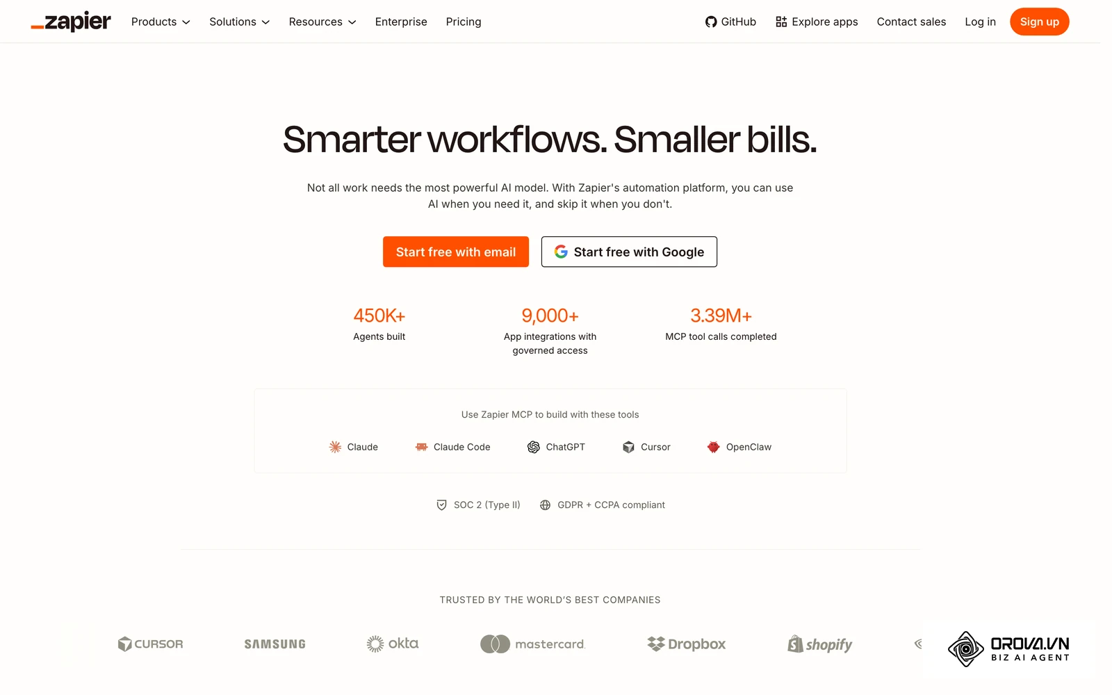 Zapier's official homepage. Zapier is a common middleware option when no native CRM-to-ATS integration exists.