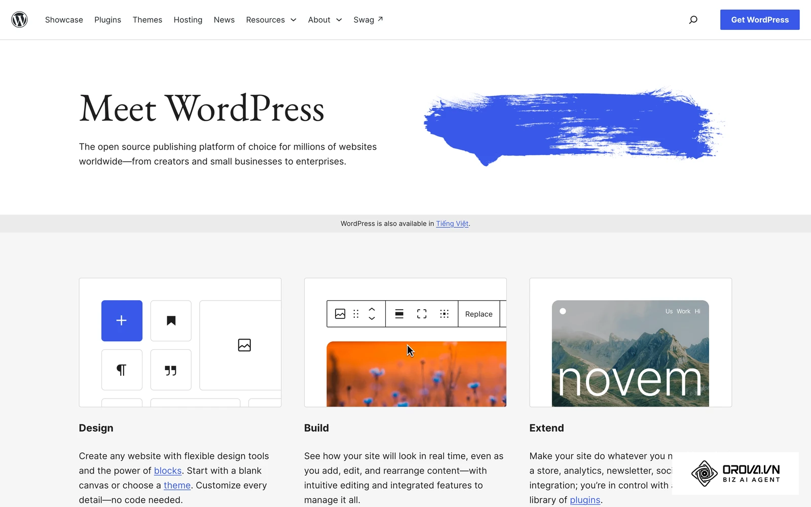 Trang chủ WordPress, nền tảng quản trị nội dung miễn phí mà nhiều người mới chọn để dựng web.