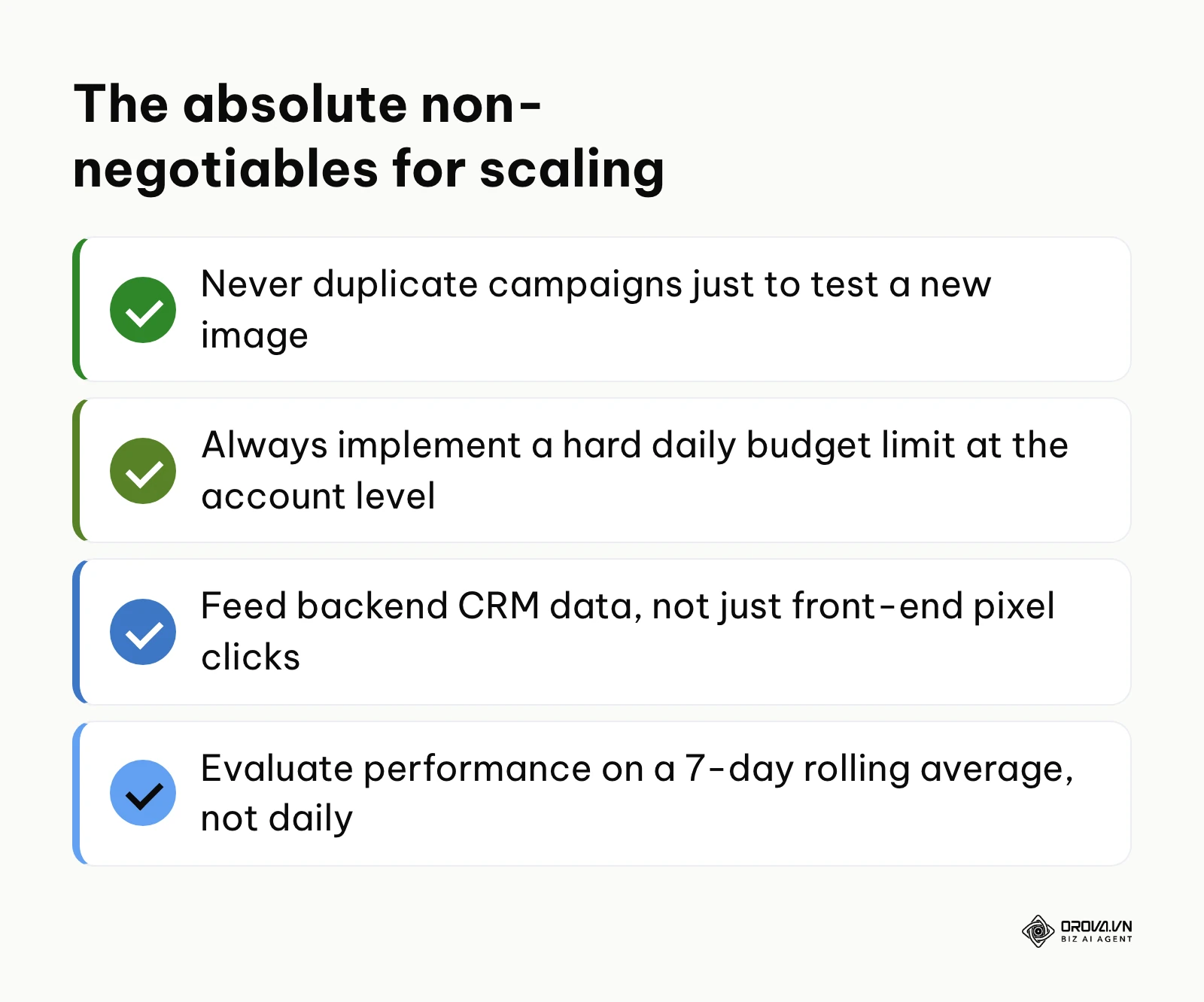 A summary checklist of non-negotiable rules for scaling automated campaigns.