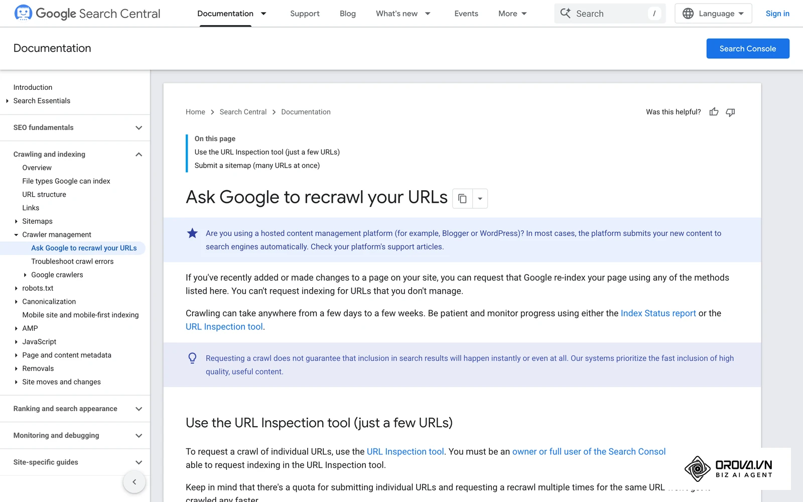 Google's documentation on asking for a recrawl is critical for initiating your testing window.