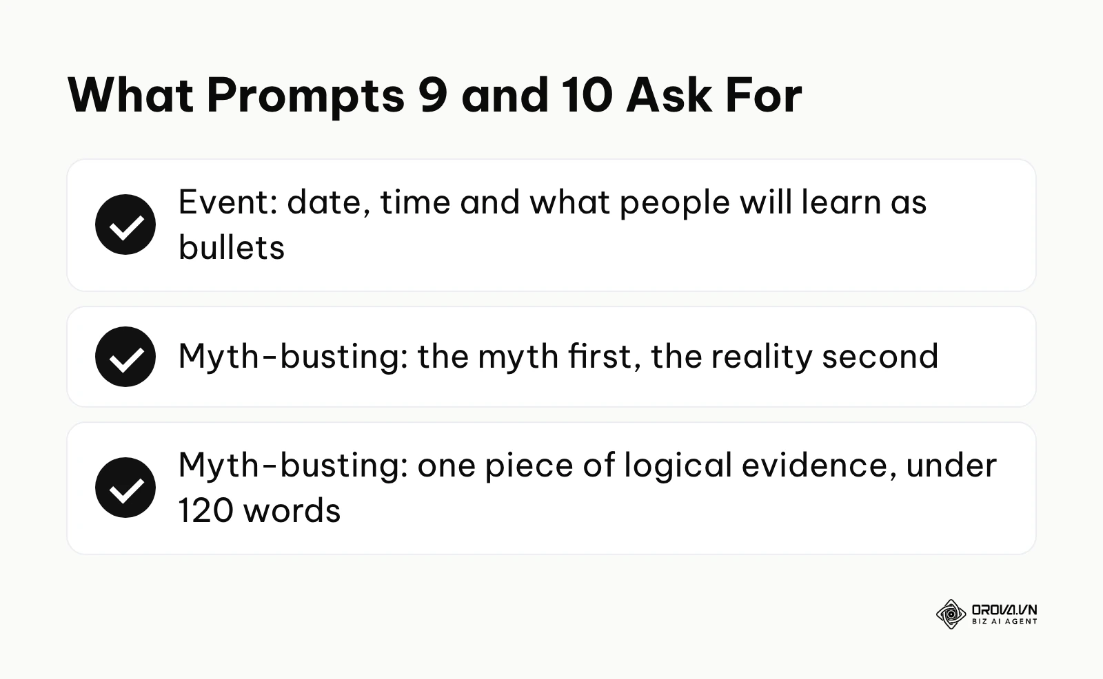 Structure of the event promotion and myth-busting prompts