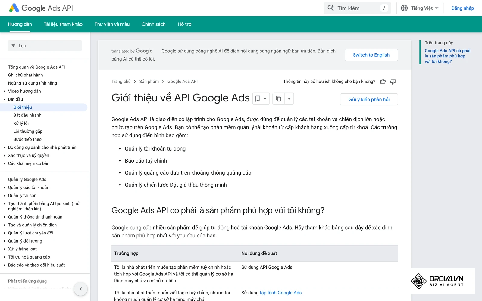 Trang giới thiệu Google Ads API cho thấy dữ liệu chiến dịch có thể được đọc và điều khiển qua giao diện lập trình.