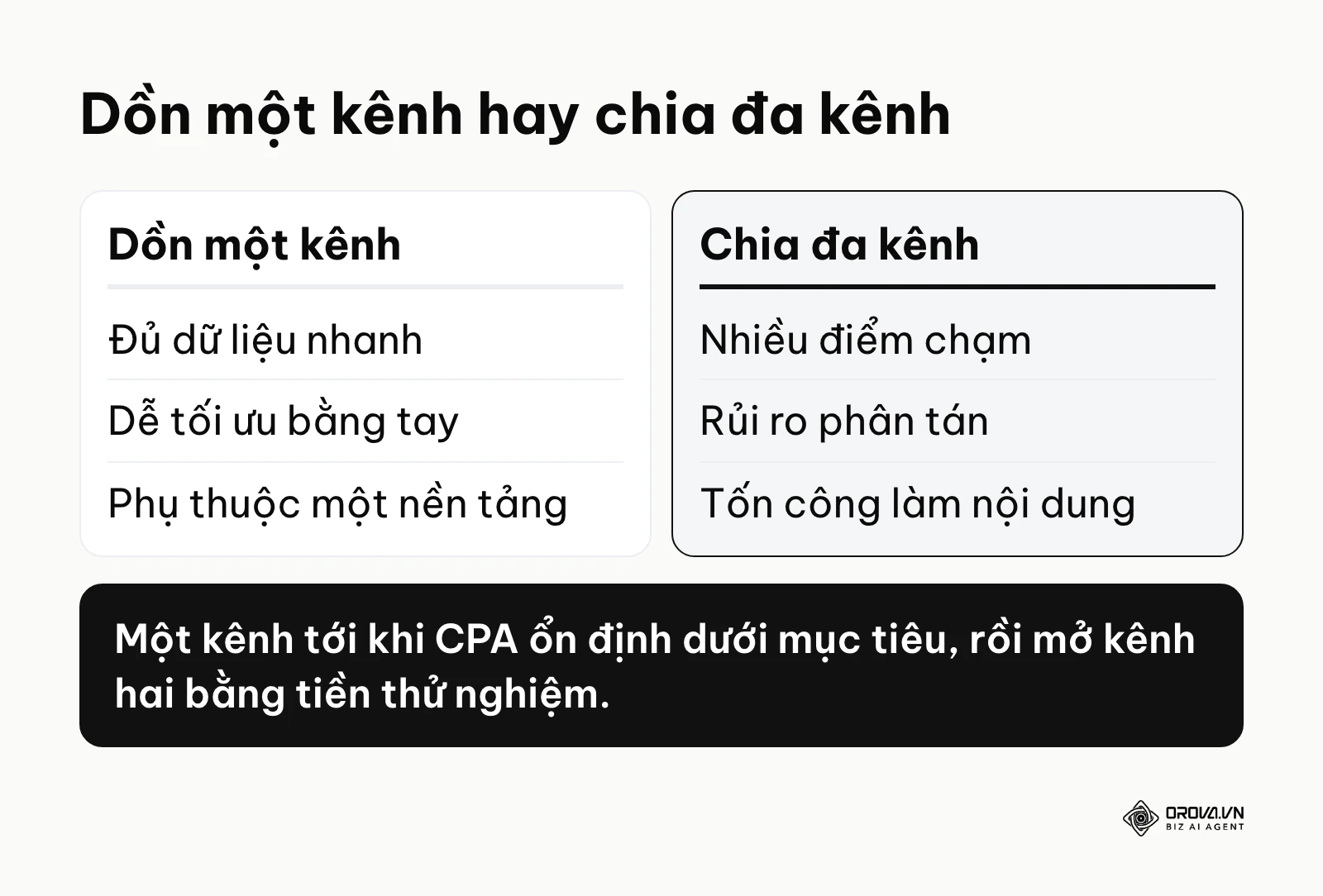 So sánh ưu nhược điểm giữa việc dồn tiền vào một nơi và chia đều ra nhiều nền tảng