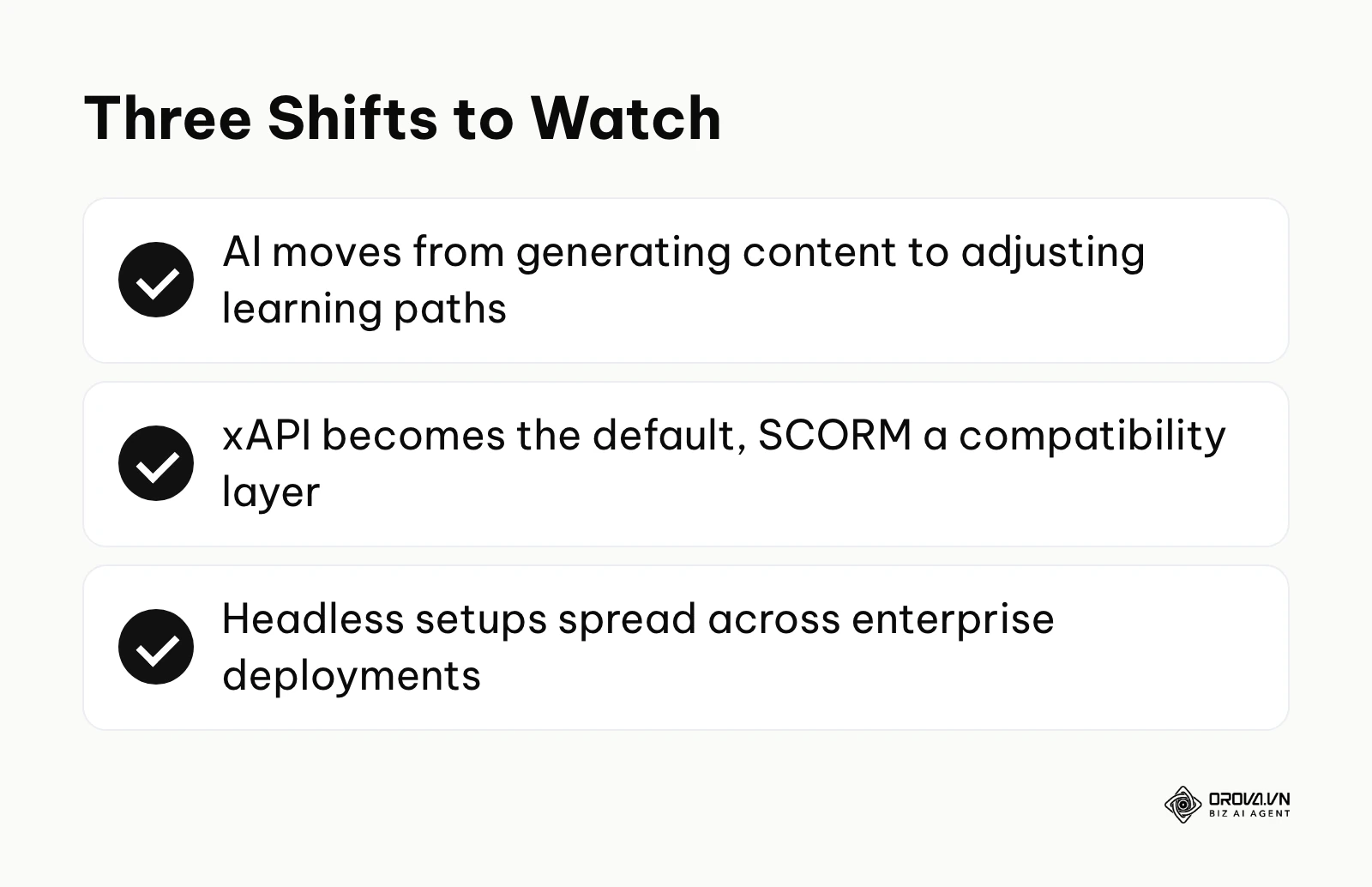 Summary of three expected shifts in learning management platforms