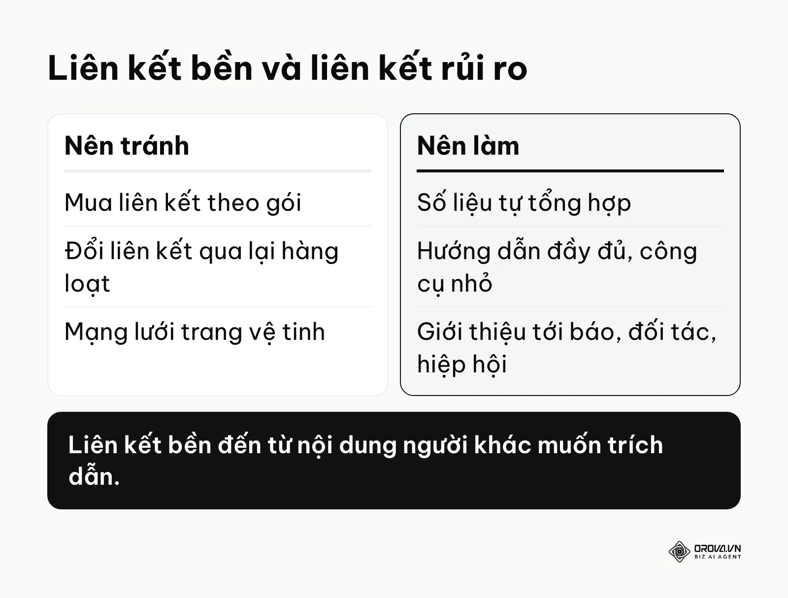 So sánh cách kiếm liên kết bền và cách có rủi ro
