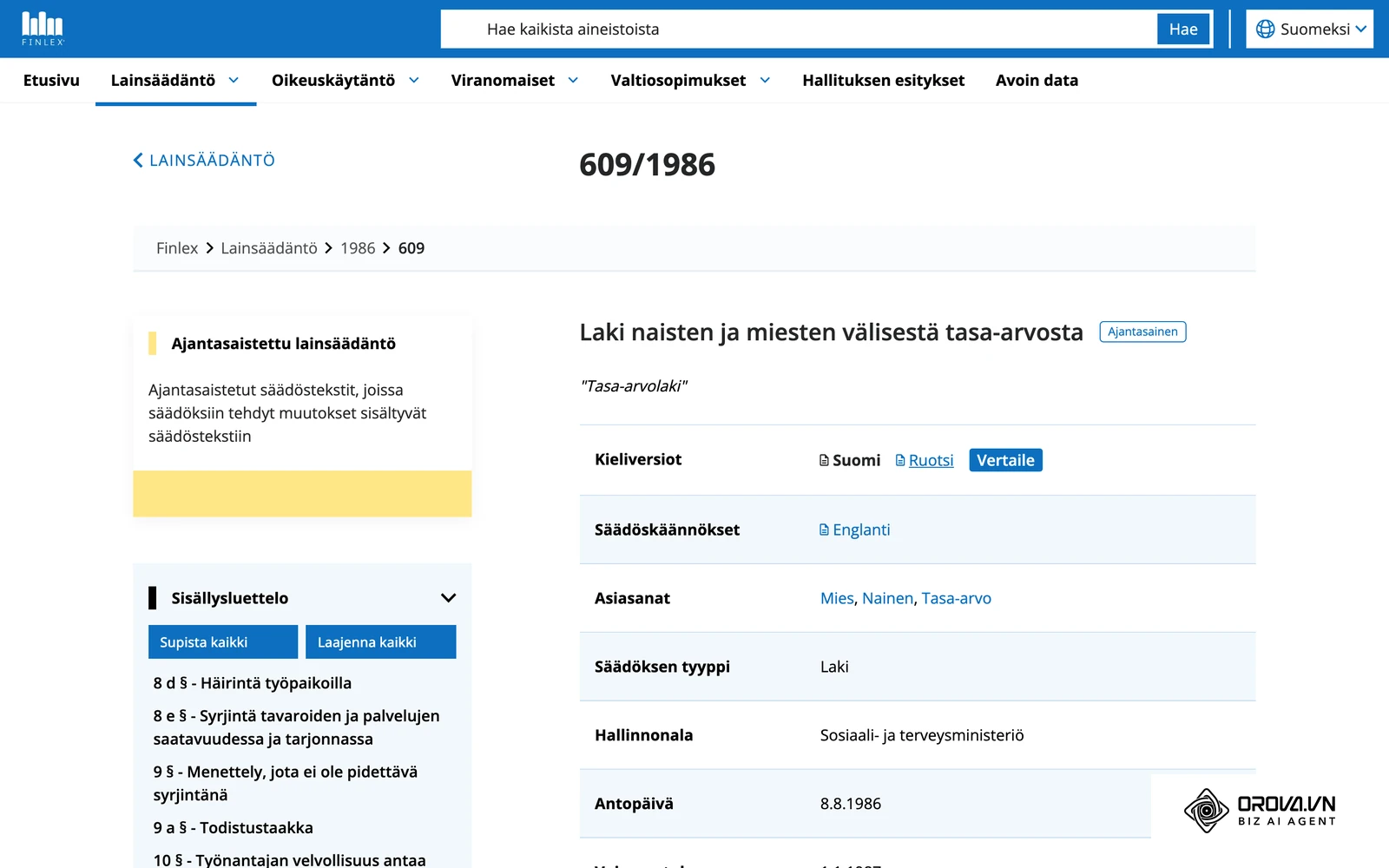 Tasa-arvolaki (609/1986) Finlexissä: 14 § kieltää syrjivän ilmoittelun työpaikkailmoituksissa.