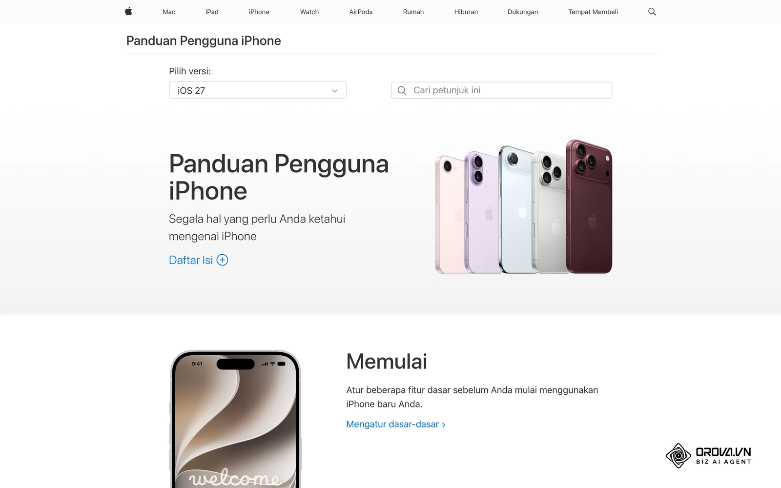 Halaman Panduan Pengguna iPhone resmi Apple, tempat fitur Mail Privacy Protection dijelaskan.