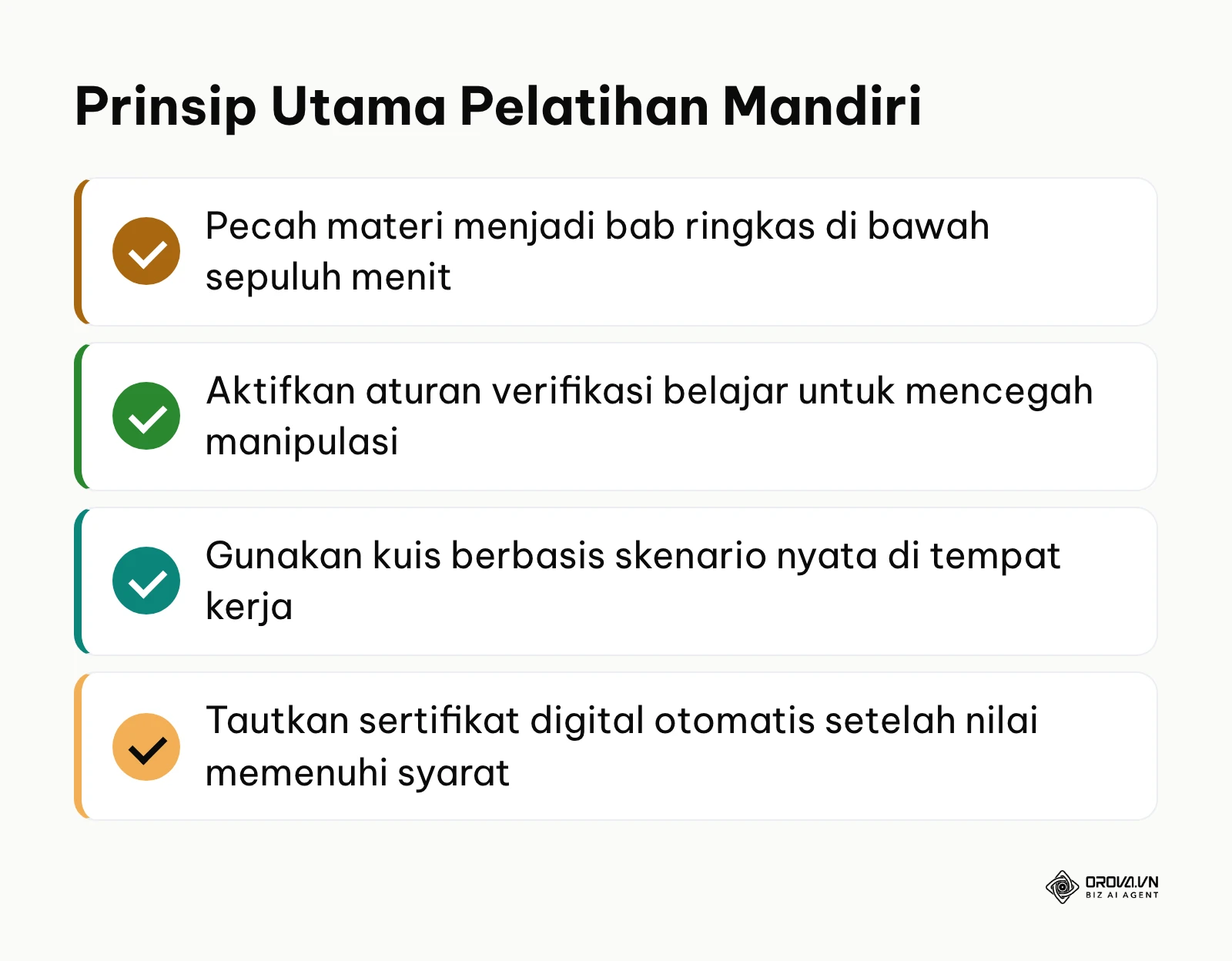 Daftar ringkasan prinsip penting pengelolaan pelatihan karyawan asinkronus bagi praktisi sumber daya manusia