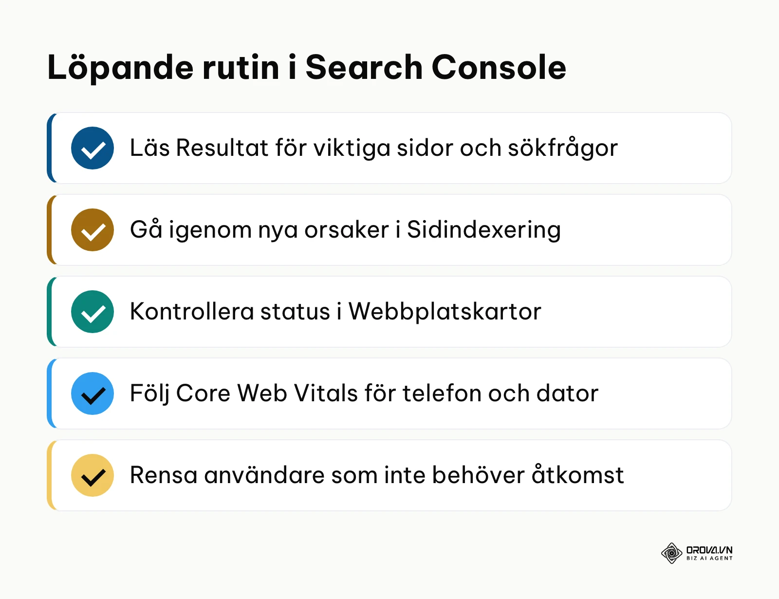Checklista för den löpande rutinen i Google Search Console