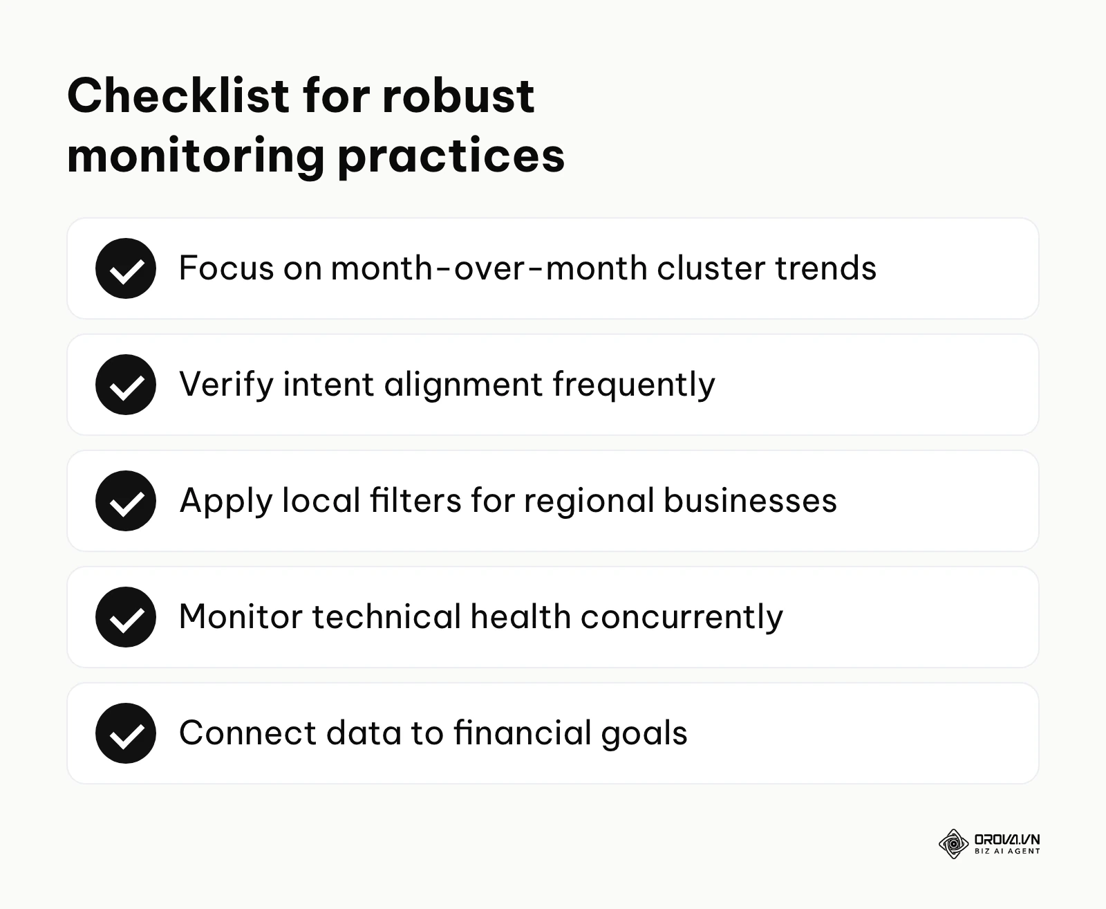 Checklist summarizing the best practices for avoiding common tracking errors.