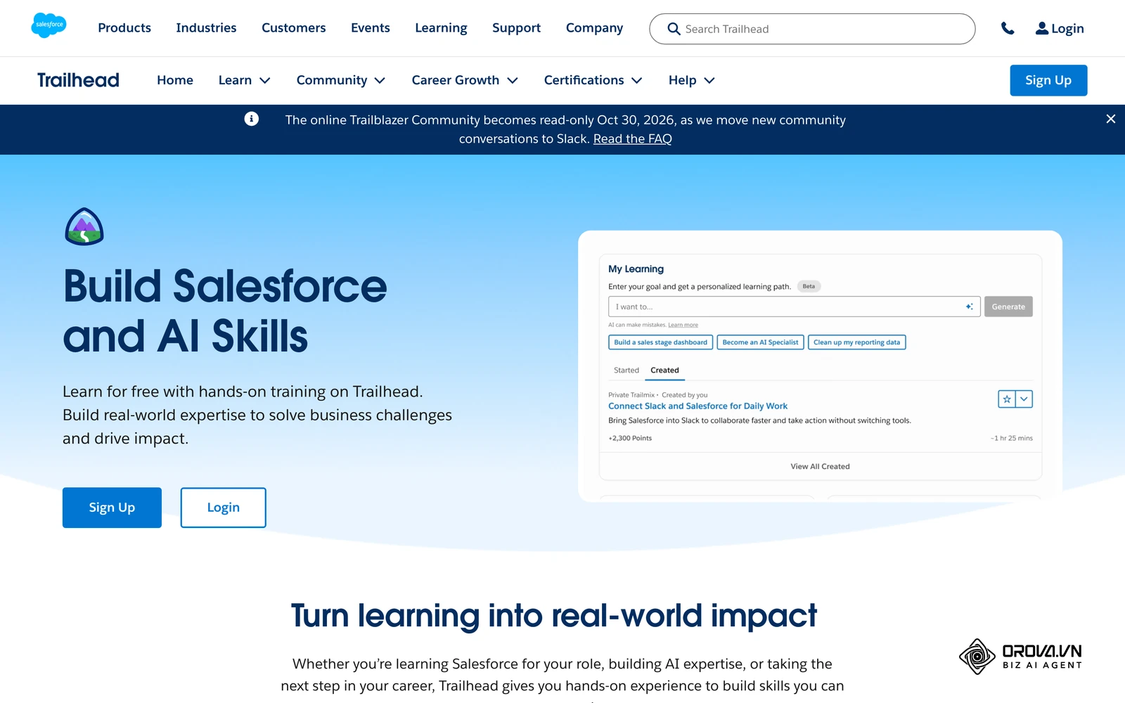 Salesforce Trailhead breaks training into short, self-paced modules, the same micro-learning idea applied to onboarding content.