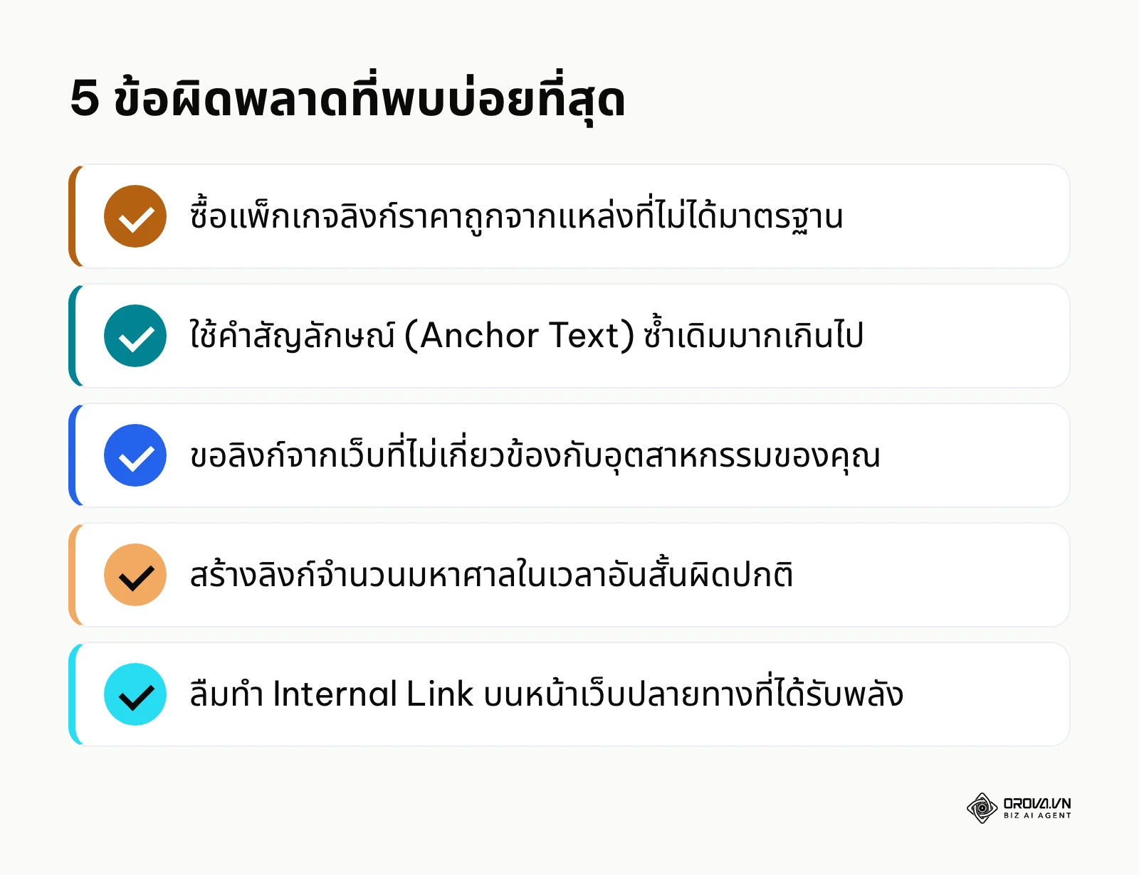 รายการสรุป 5 ข้อผิดพลาดร้ายแรงที่ควรหลีกเลี่ยงในการสร้างแบ็กลิงก์