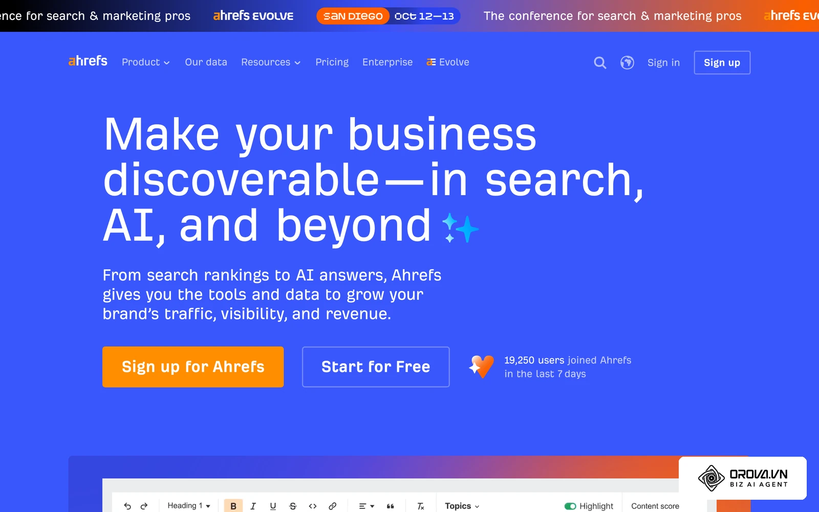 Ahrefs dẫn đầu về độ lớn và tốc độ cập nhật của chỉ mục Backlink, giao diện nghiên cứu từ khóa trực quan và phân tích khoảng trống nội dung (Content Gap) rất trực diện.