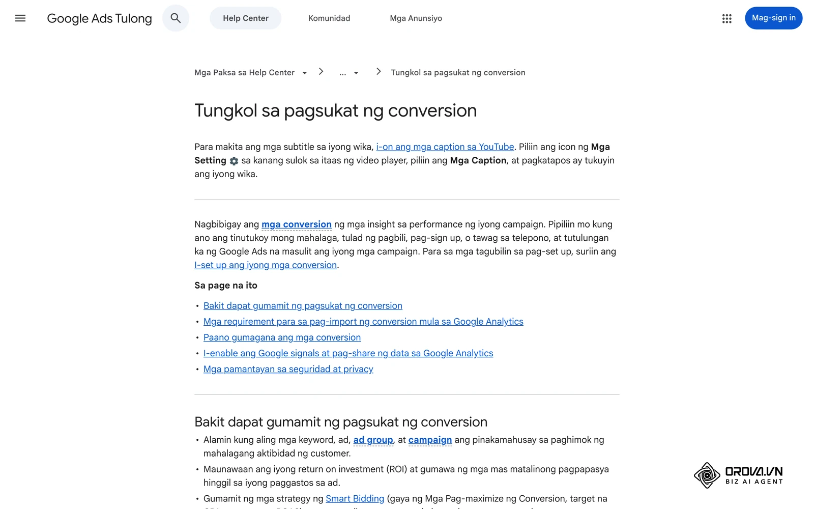 Google Ads Tulong: pagsukat ng conversion tulad ng pagbili, pag-sign up, o tawag