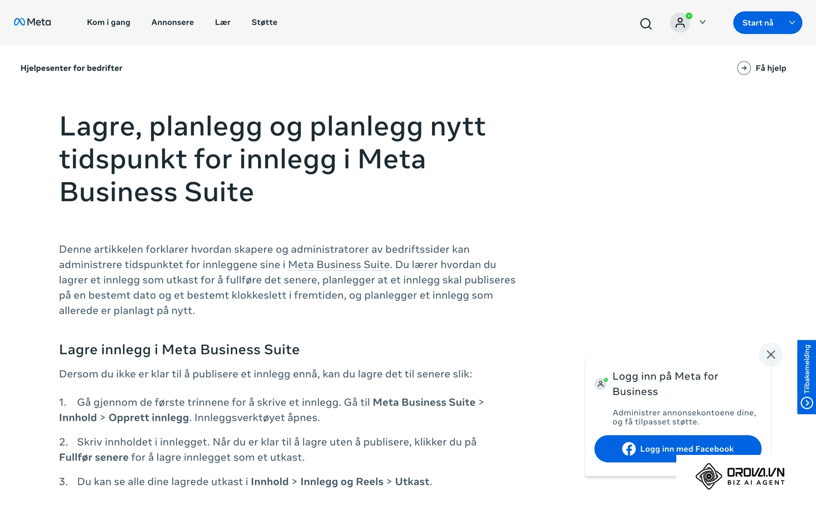 Metas brukerstøtte: lagre, planlegge og flytte innlegg i Meta Business Suite.